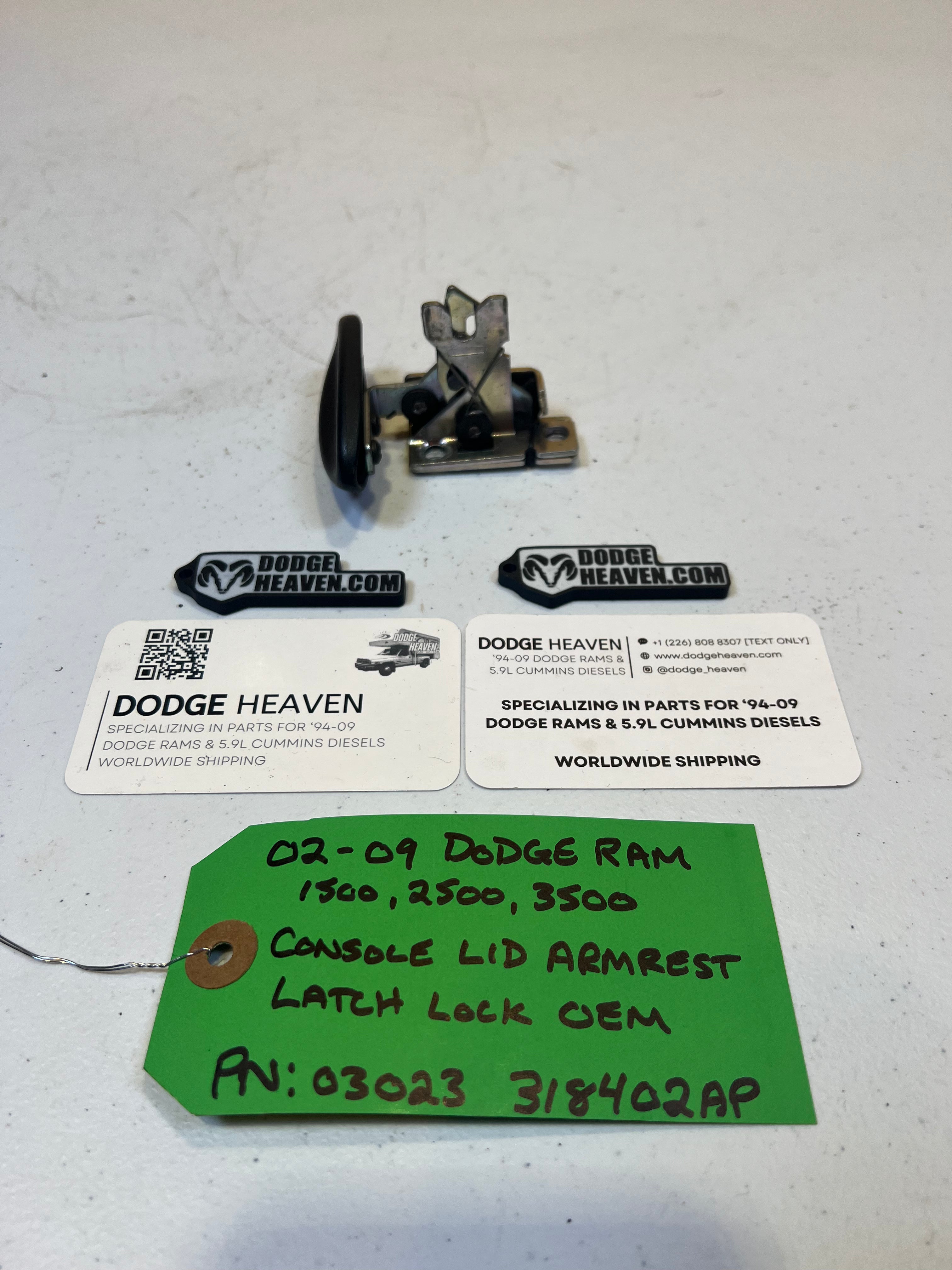 2002-2009 Dodge Ram Center Console Lid Latch / Lock