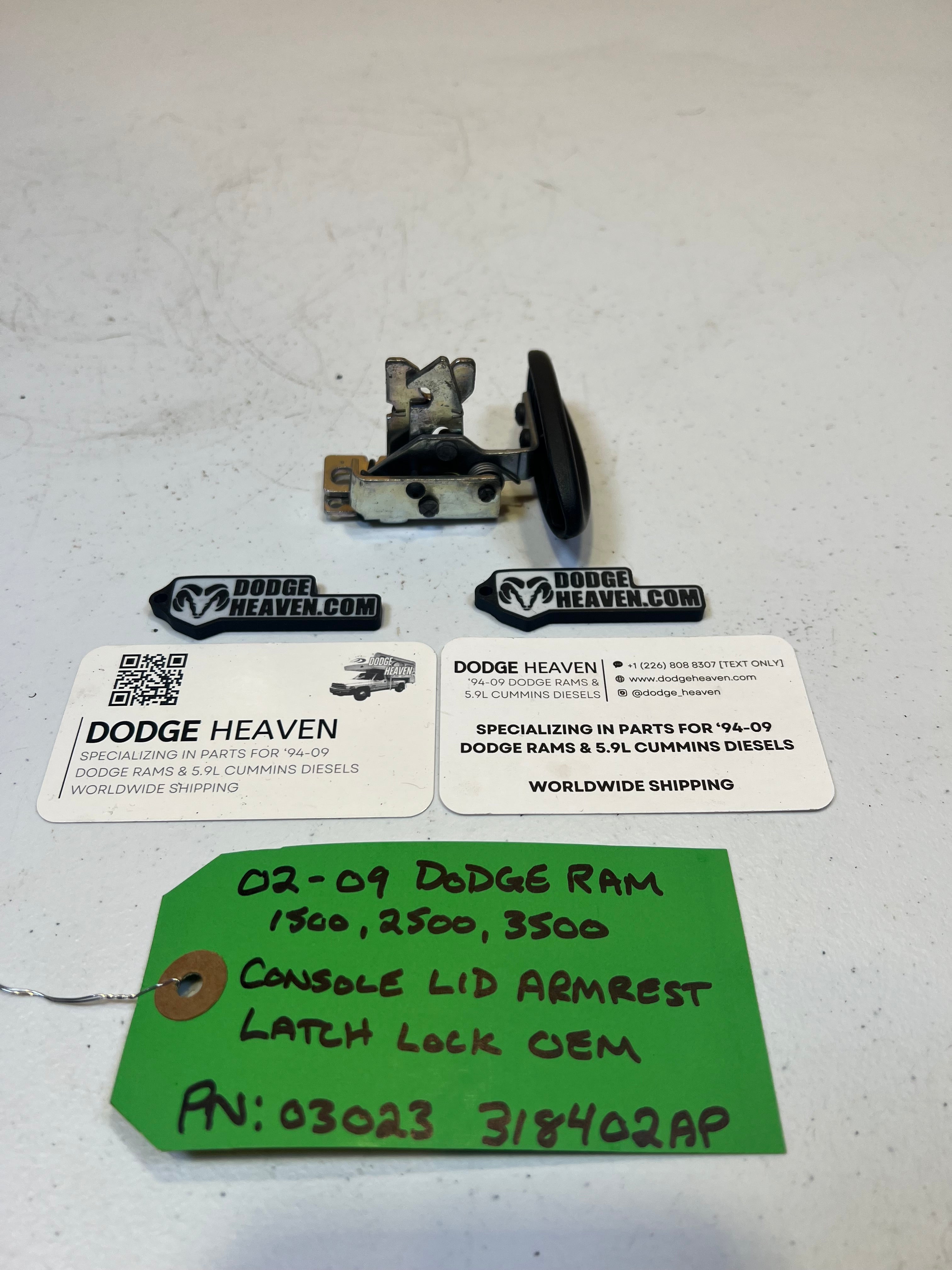 2002-2009 Dodge Ram Center Console Lid Latch / Lock