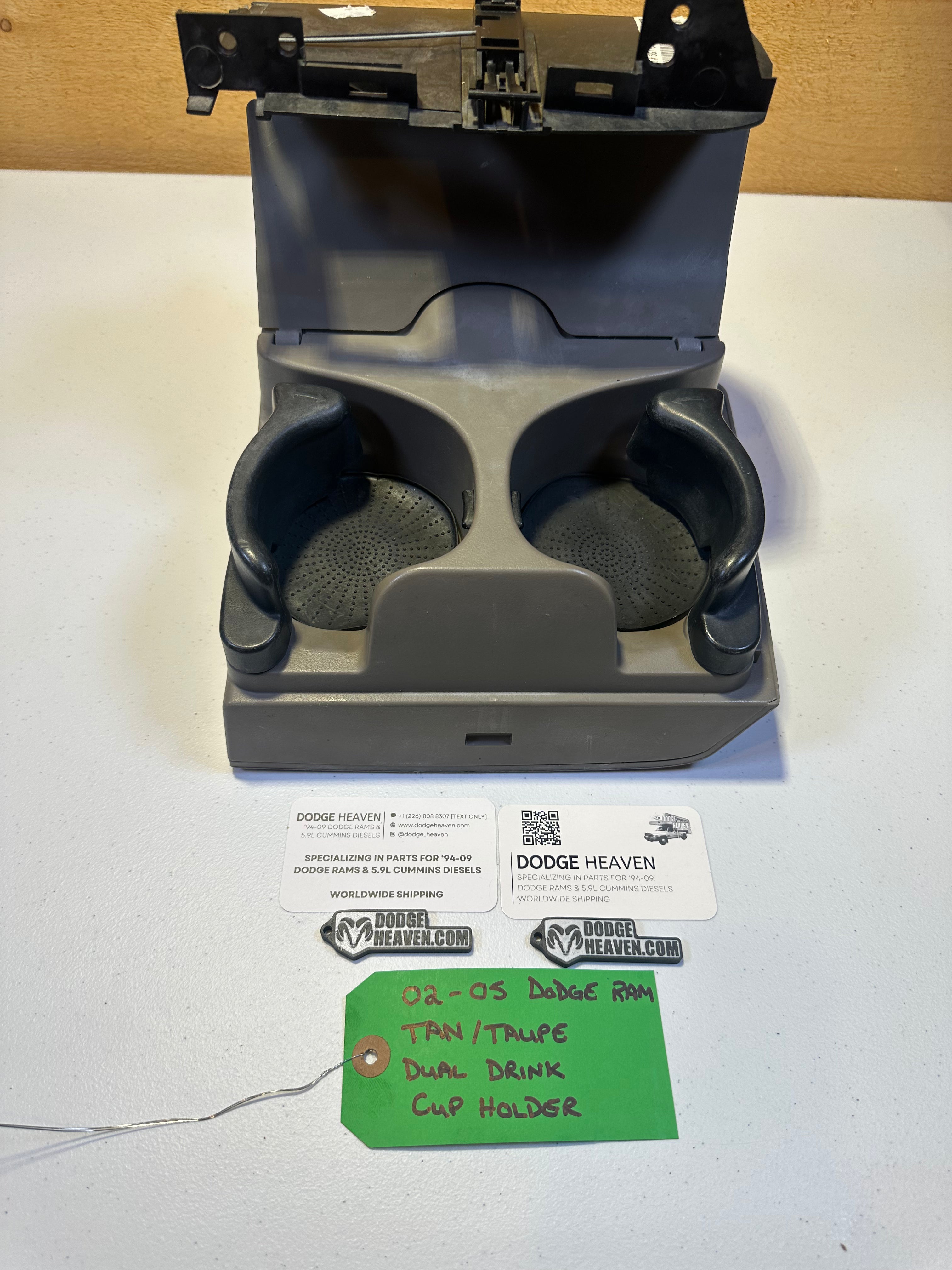 2002-2005 Dodge Ram 1500 2500 3500 Dash Fold Down Cup Holder Tan / Taupe
