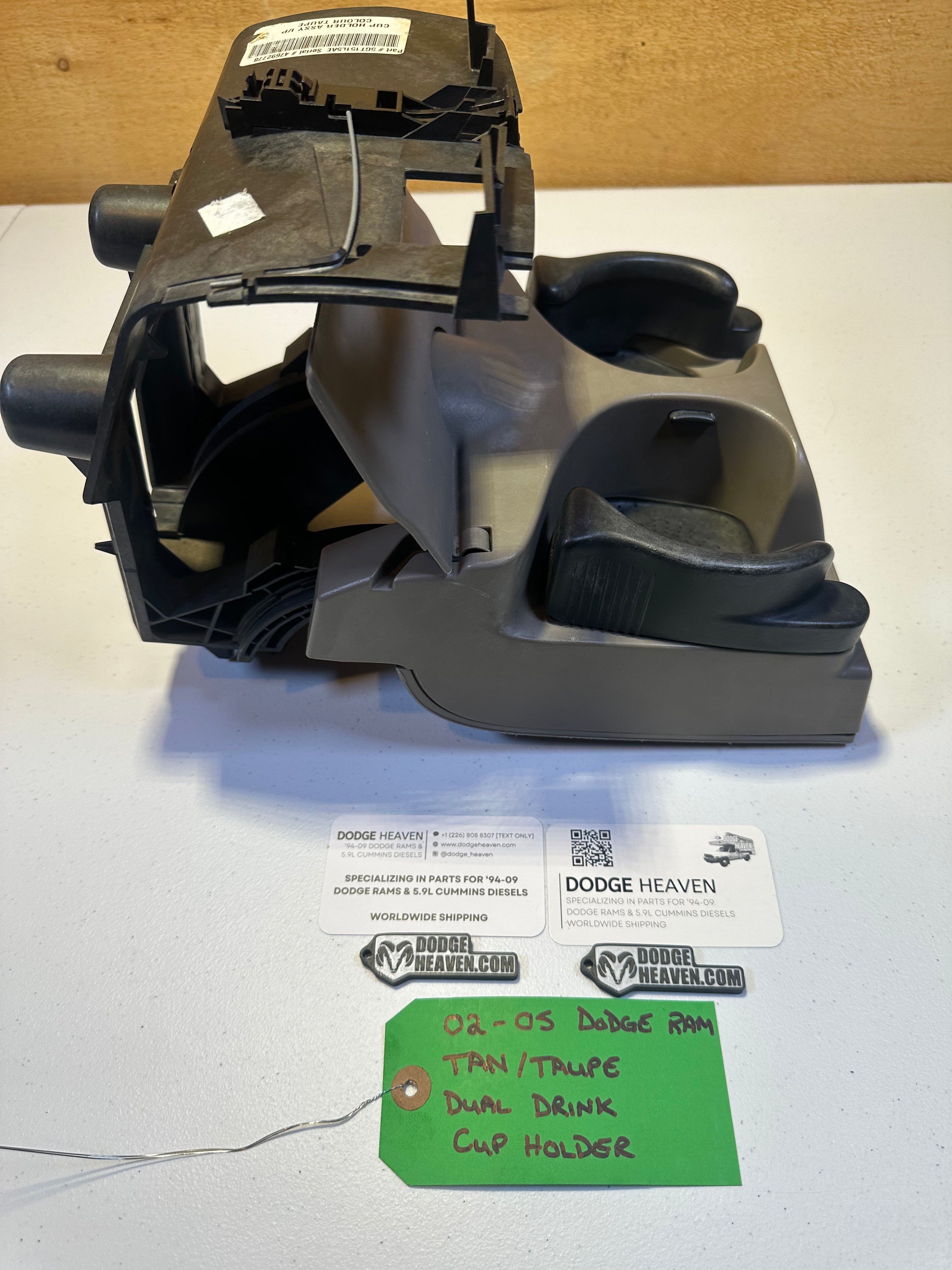 2002-2005 Dodge Ram 1500 2500 3500 Dash Fold Down Cup Holder Tan / Taupe