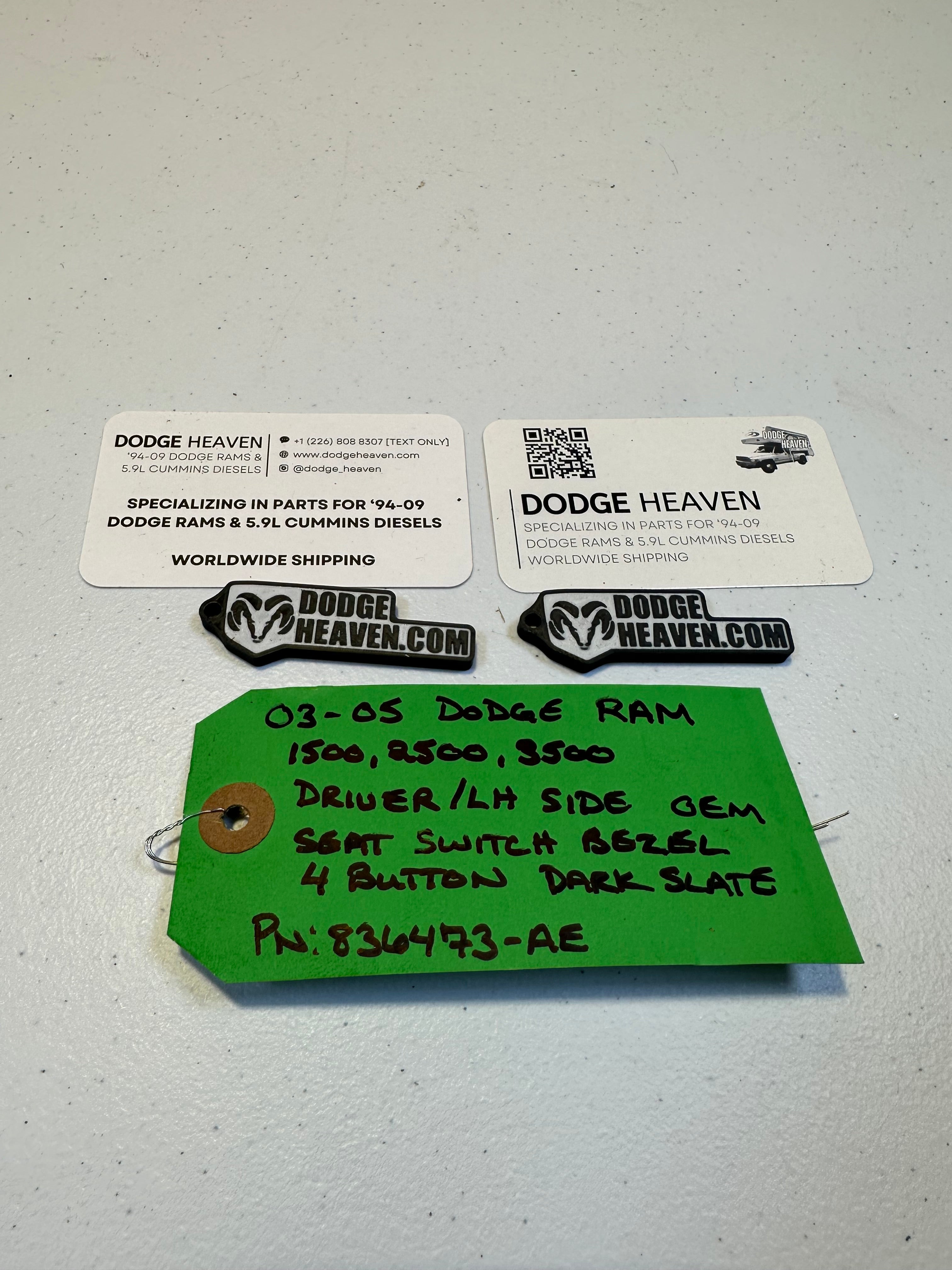 2002-2005 Dodge Ram 1500 2500 3500 4 Button Power Seat Bezel Trim Dark Slate