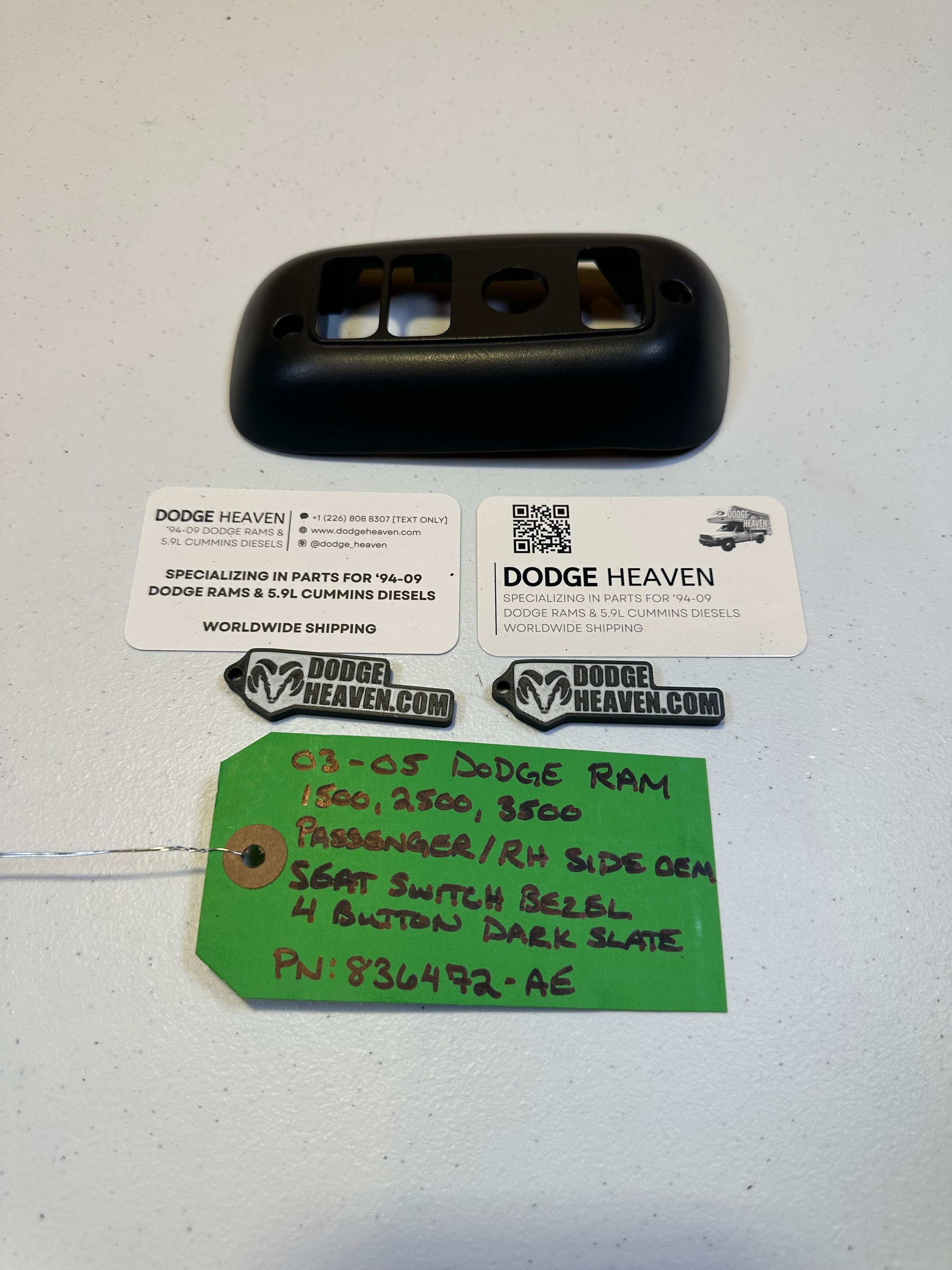 2002-2005 Dodge Ram Passenger 4 Button Power Seat Trim Bezel Dark Slate