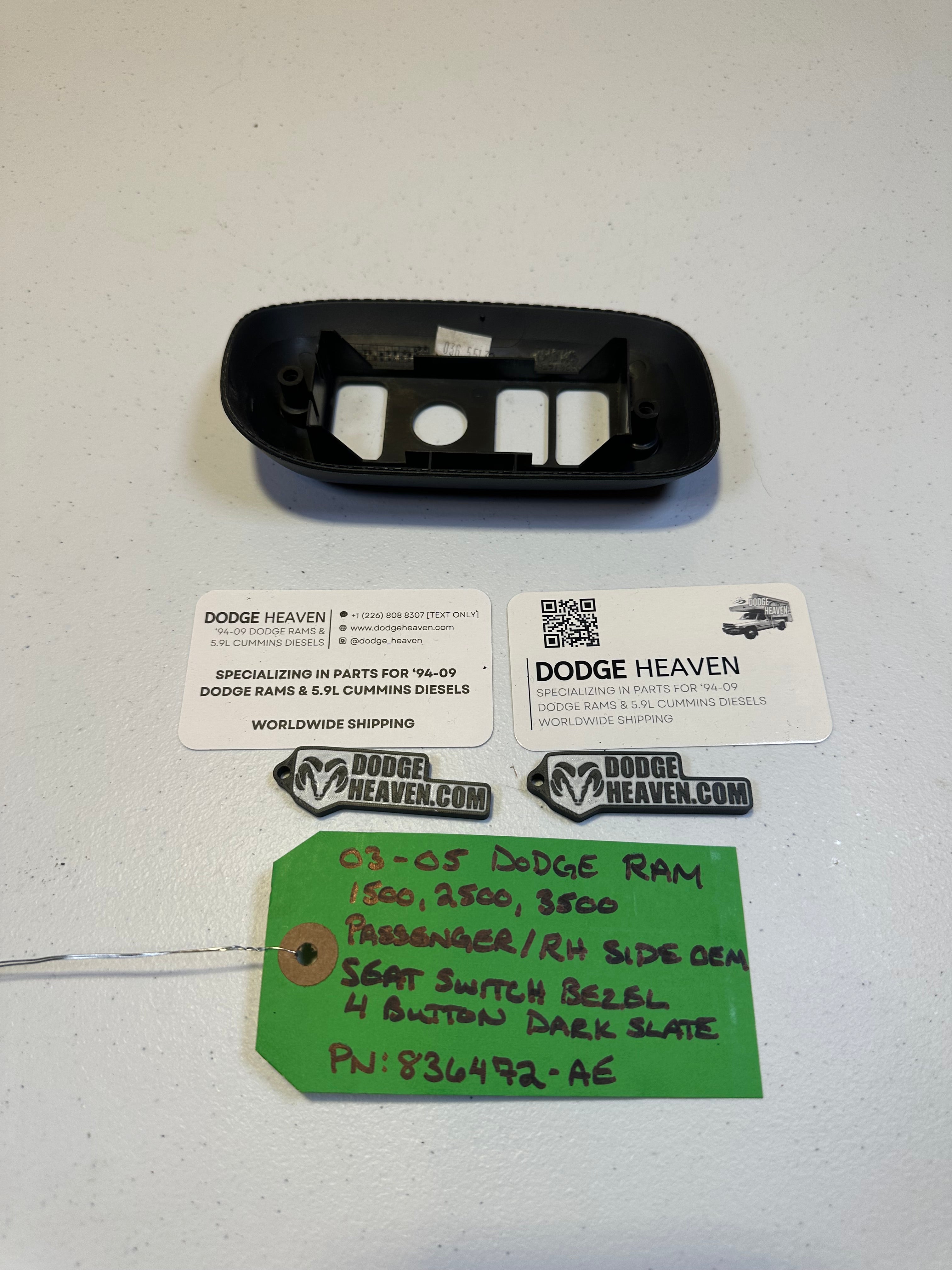 2002-2005 Dodge Ram Passenger 4 Button Power Seat Trim Bezel Dark Slate