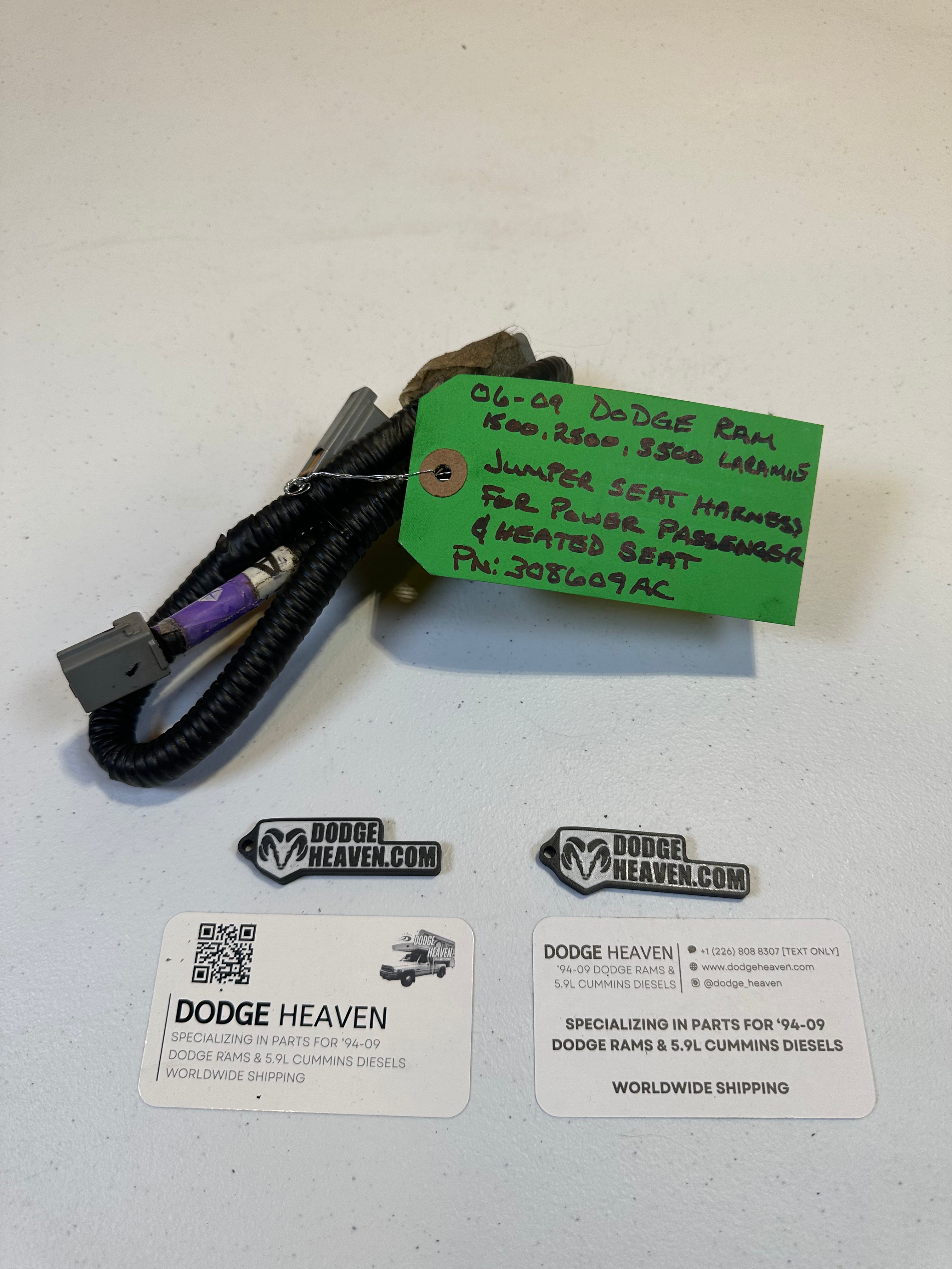 2006-2009 Dodge Ram Jumper Seat Harness Passenger Power & Heated Seats