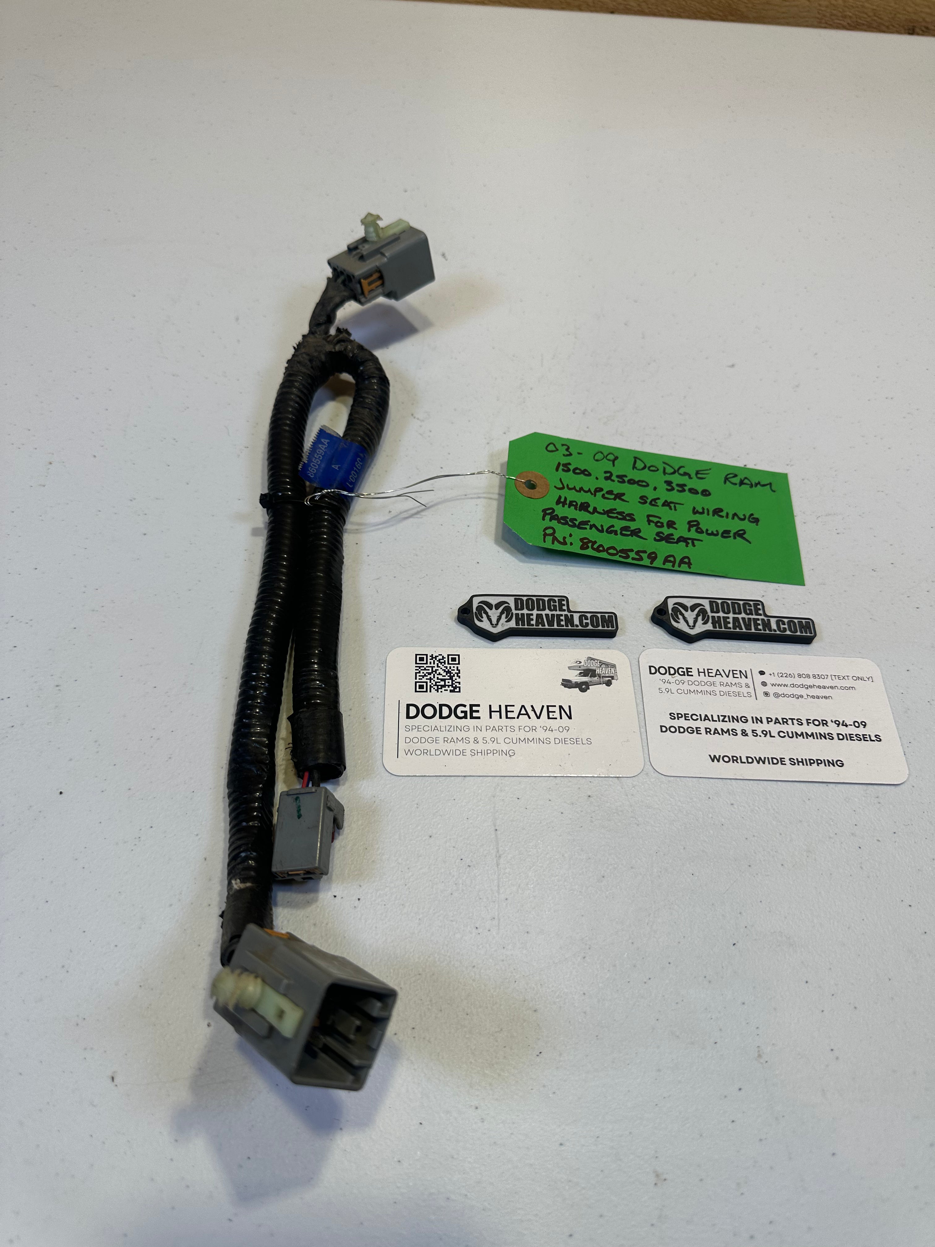 2003-2009 Dodge Ram Jumper Seat Crossover Harness Power Passenger Seat
