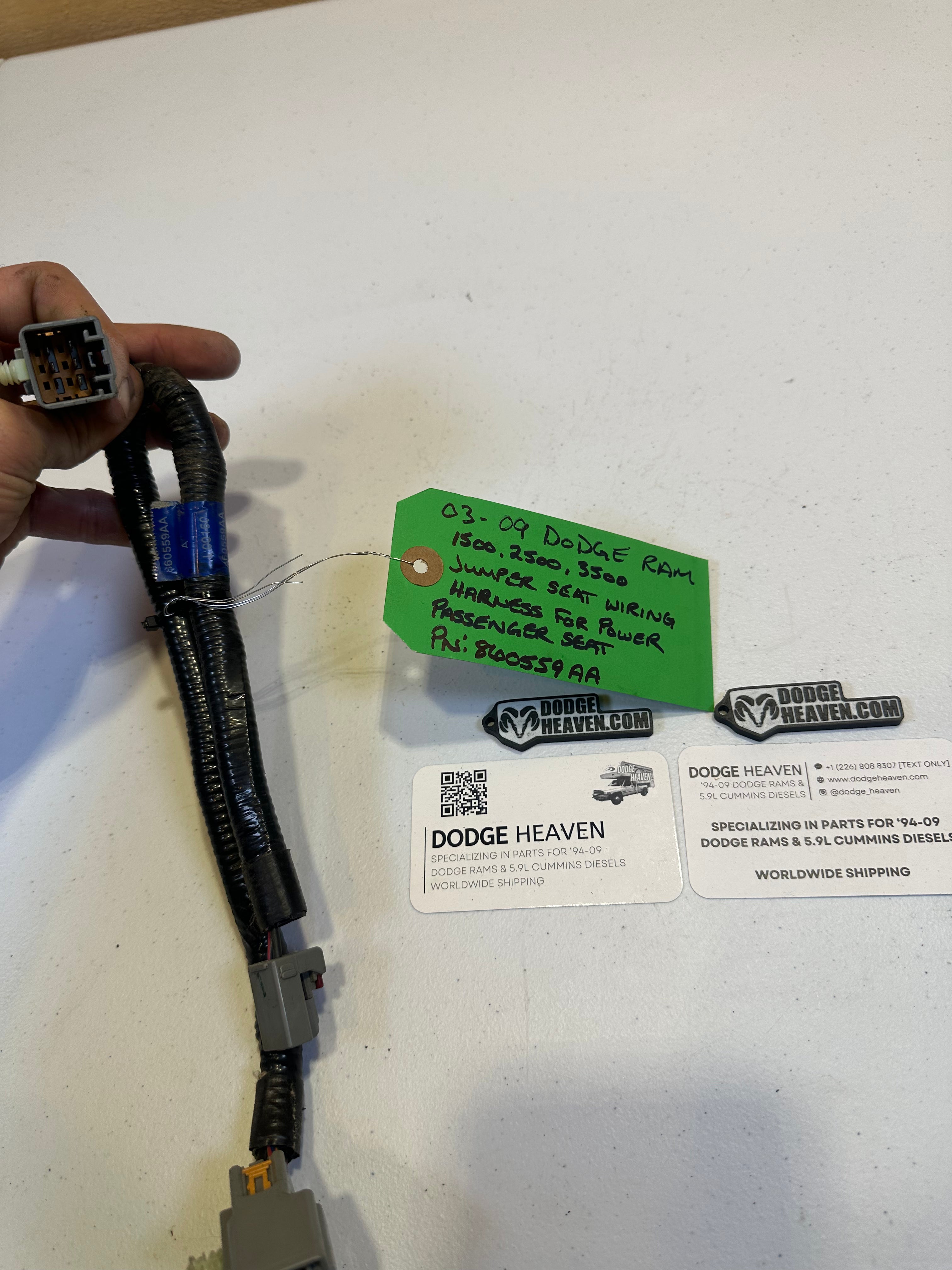 2003-2009 Dodge Ram Jumper Seat Crossover Harness Power Passenger Seat