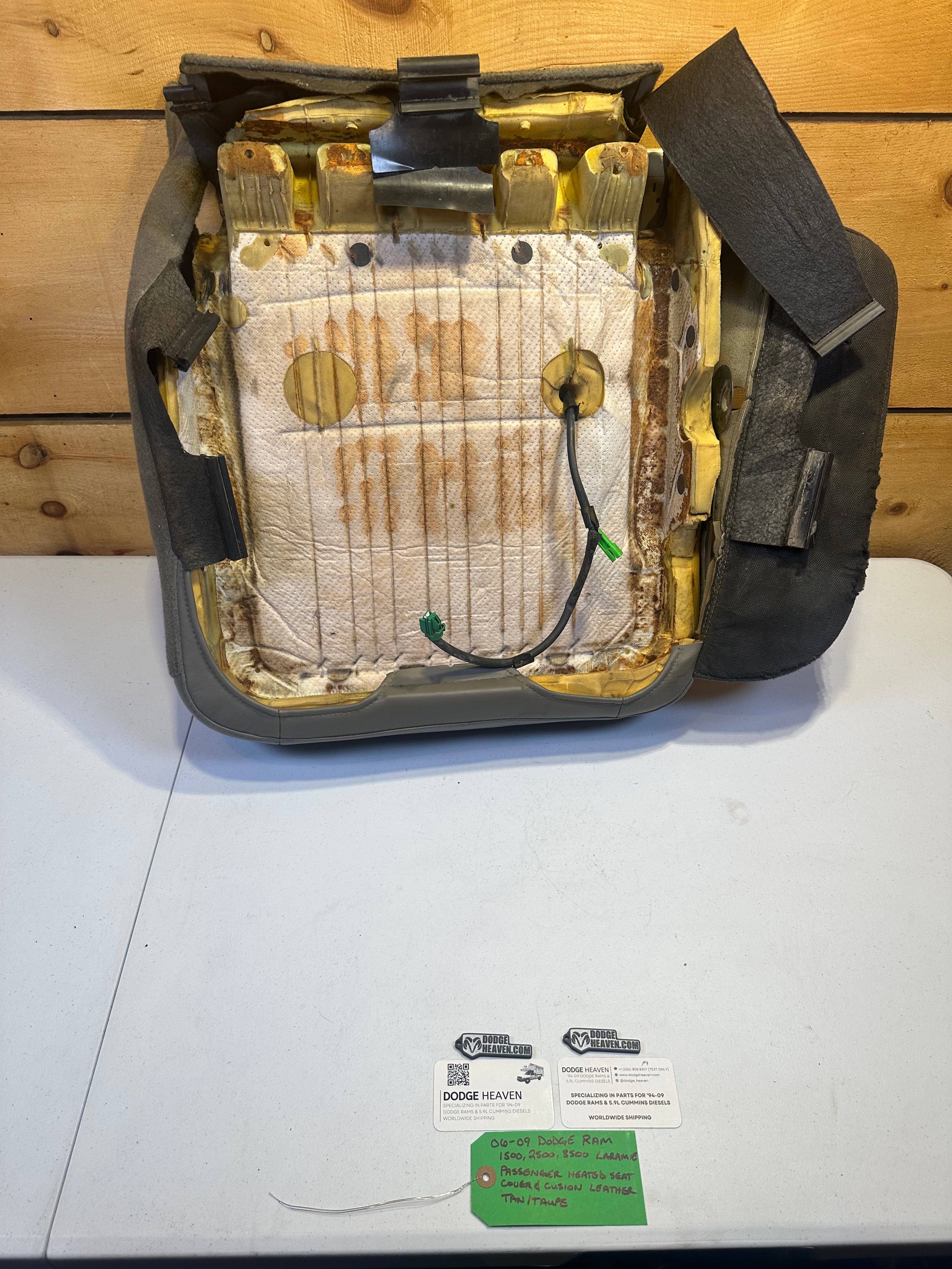 2006-2009 Dodge Ram Laramie Passenger Seat Cover leather Tan / Taupe