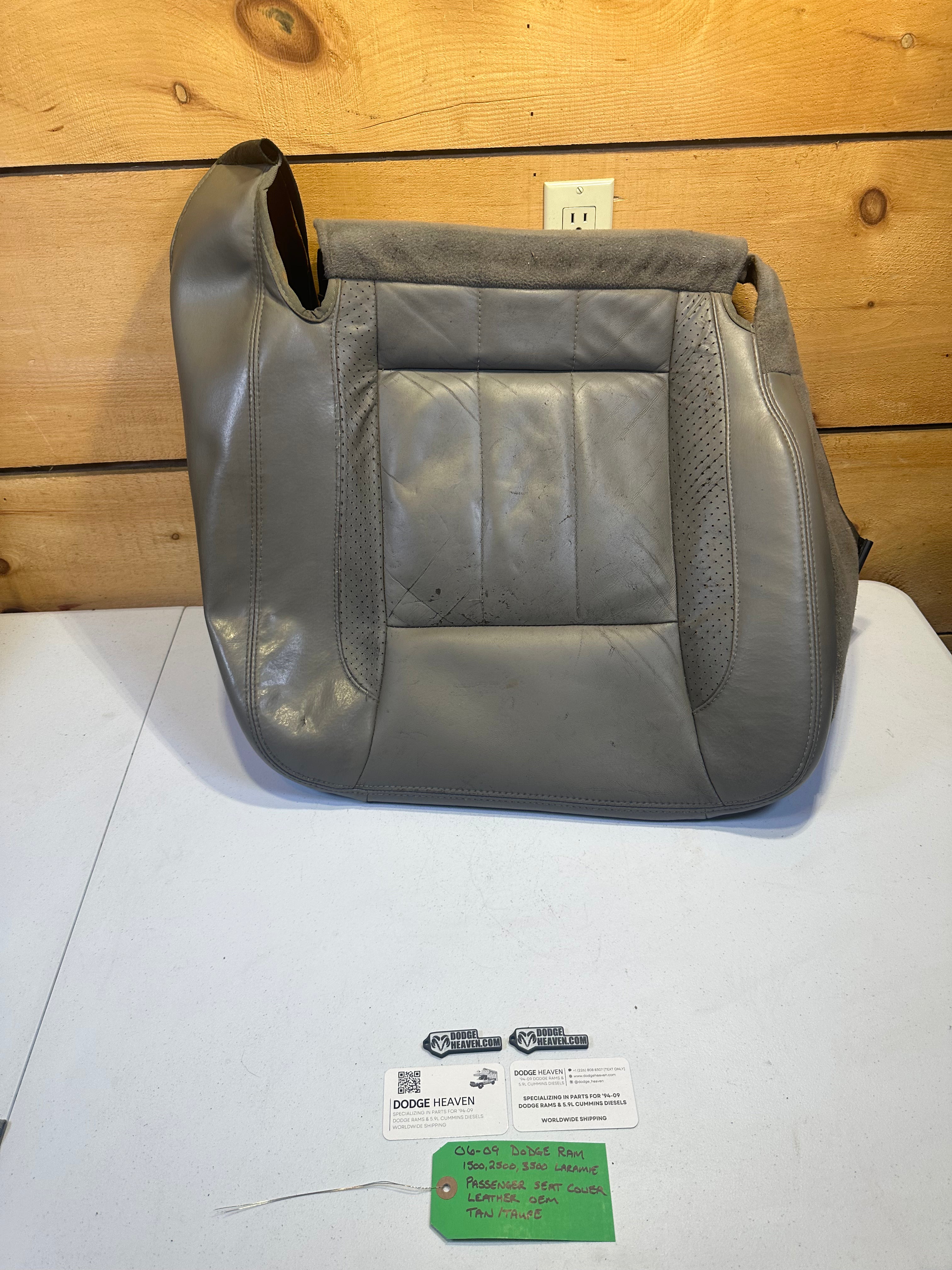 2006-2009 Dodge Ram Laramie Passenger Seat Cover leather Tan / Taupe