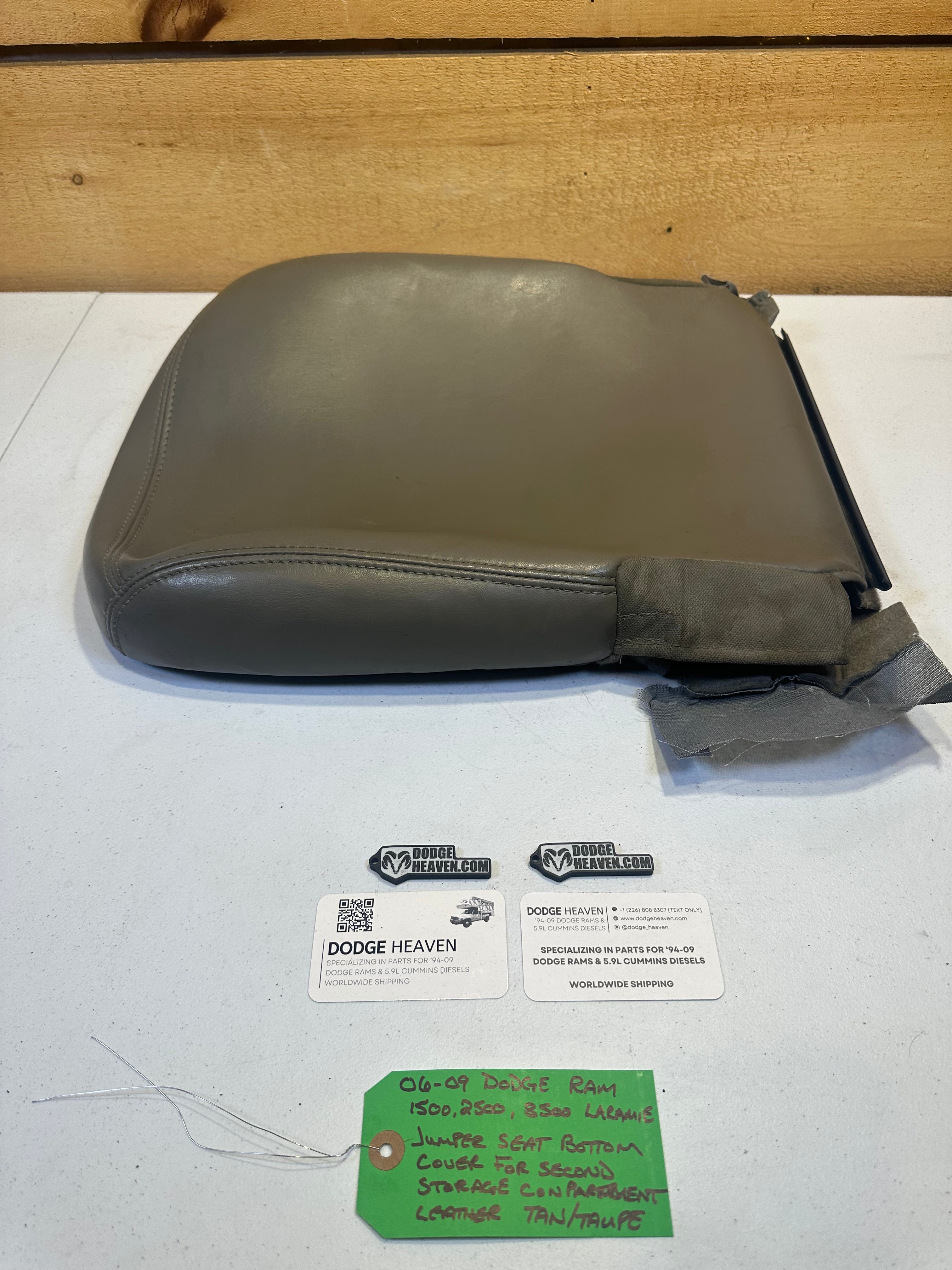2006-2009 Dodge Ram Jumper Seat Bottom Cover Second Storage Compartment Tan Leather