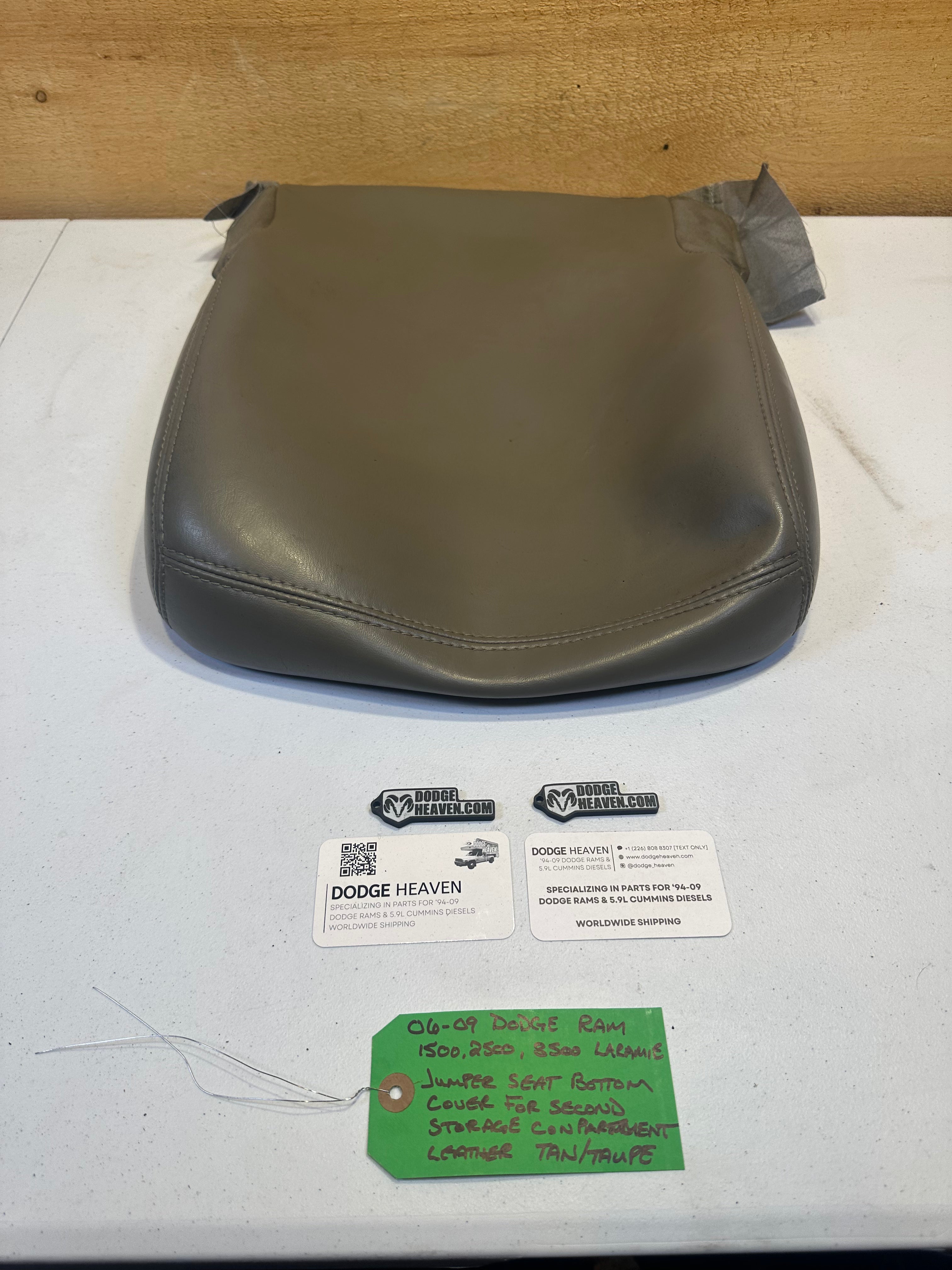 2006-2009 Dodge Ram Jumper Seat Bottom Cover Second Storage Compartment Tan Leather