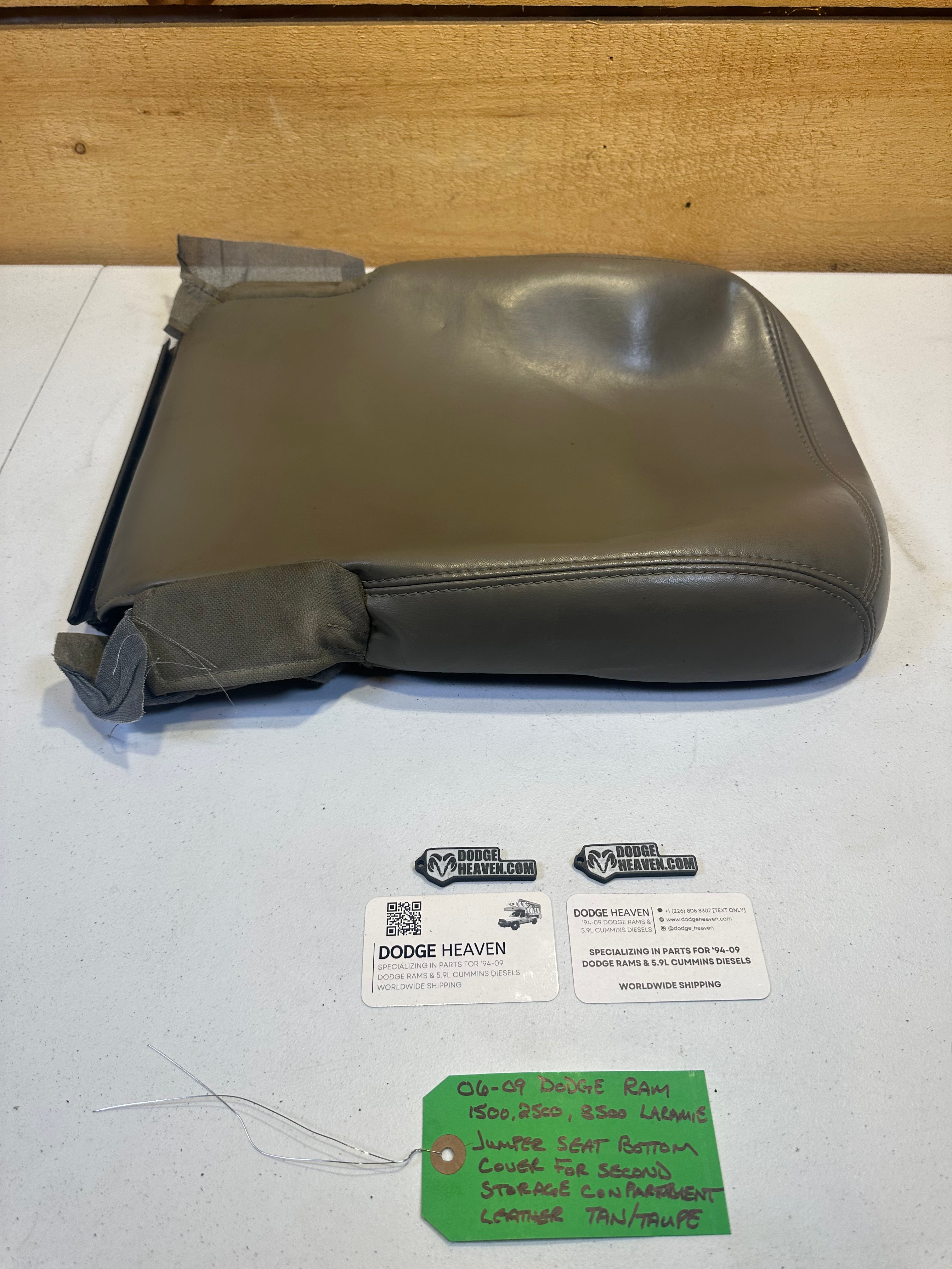 2006-2009 Dodge Ram Jumper Seat Bottom Cover Second Storage Compartment Tan Leather