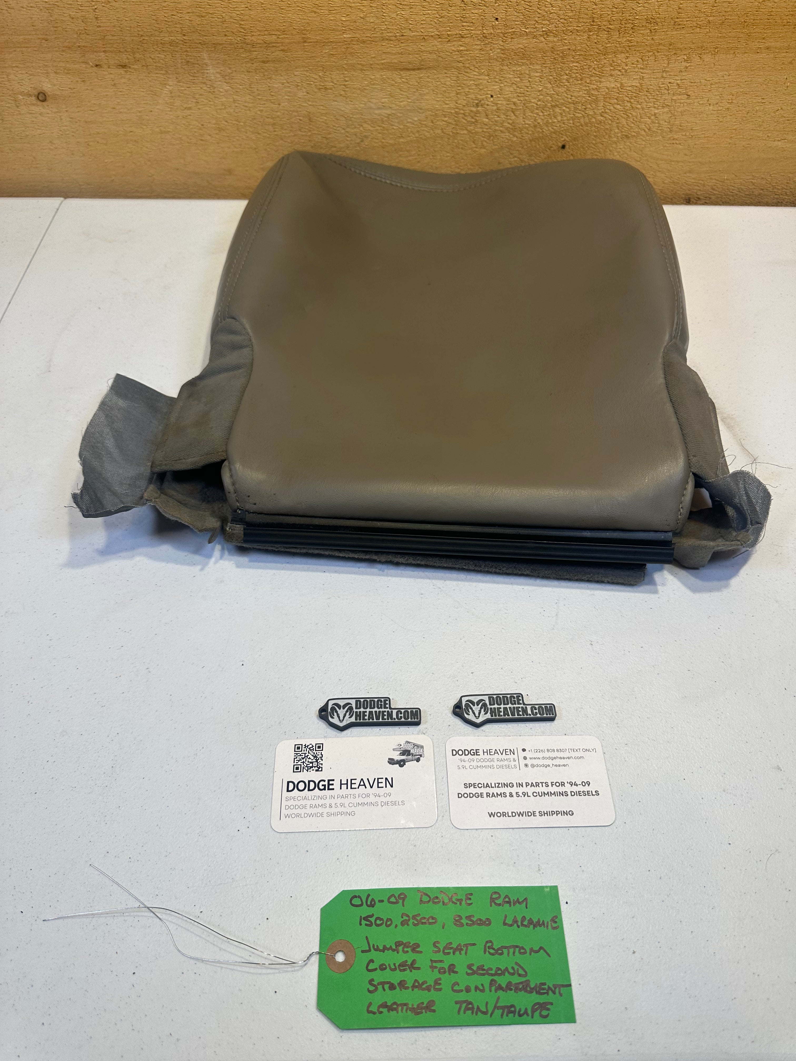 2006-2009 Dodge Ram Jumper Seat Bottom Cover Second Storage Compartment Tan Leather