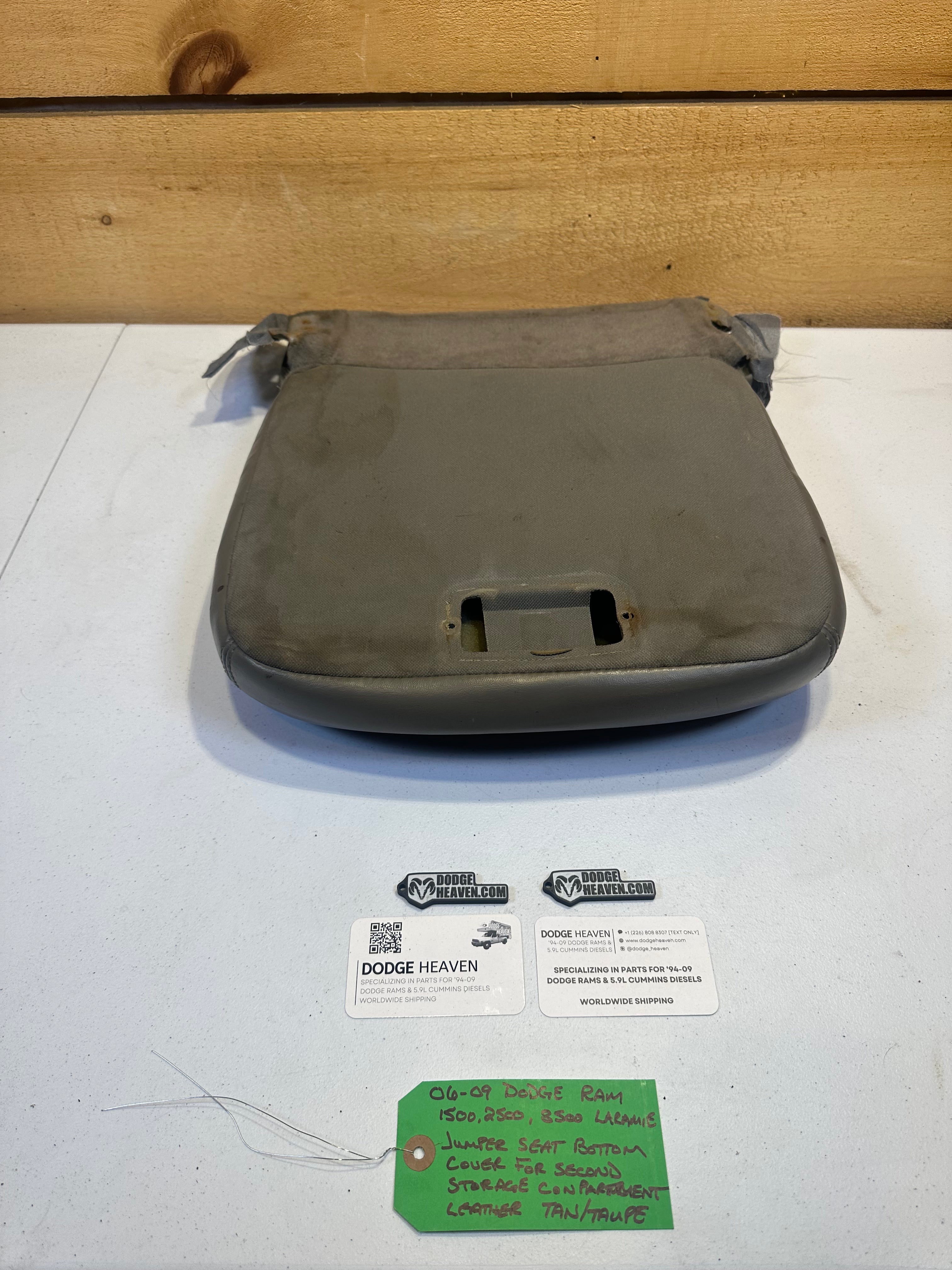 2006-2009 Dodge Ram Jumper Seat Bottom Cover Second Storage Compartment Tan Leather