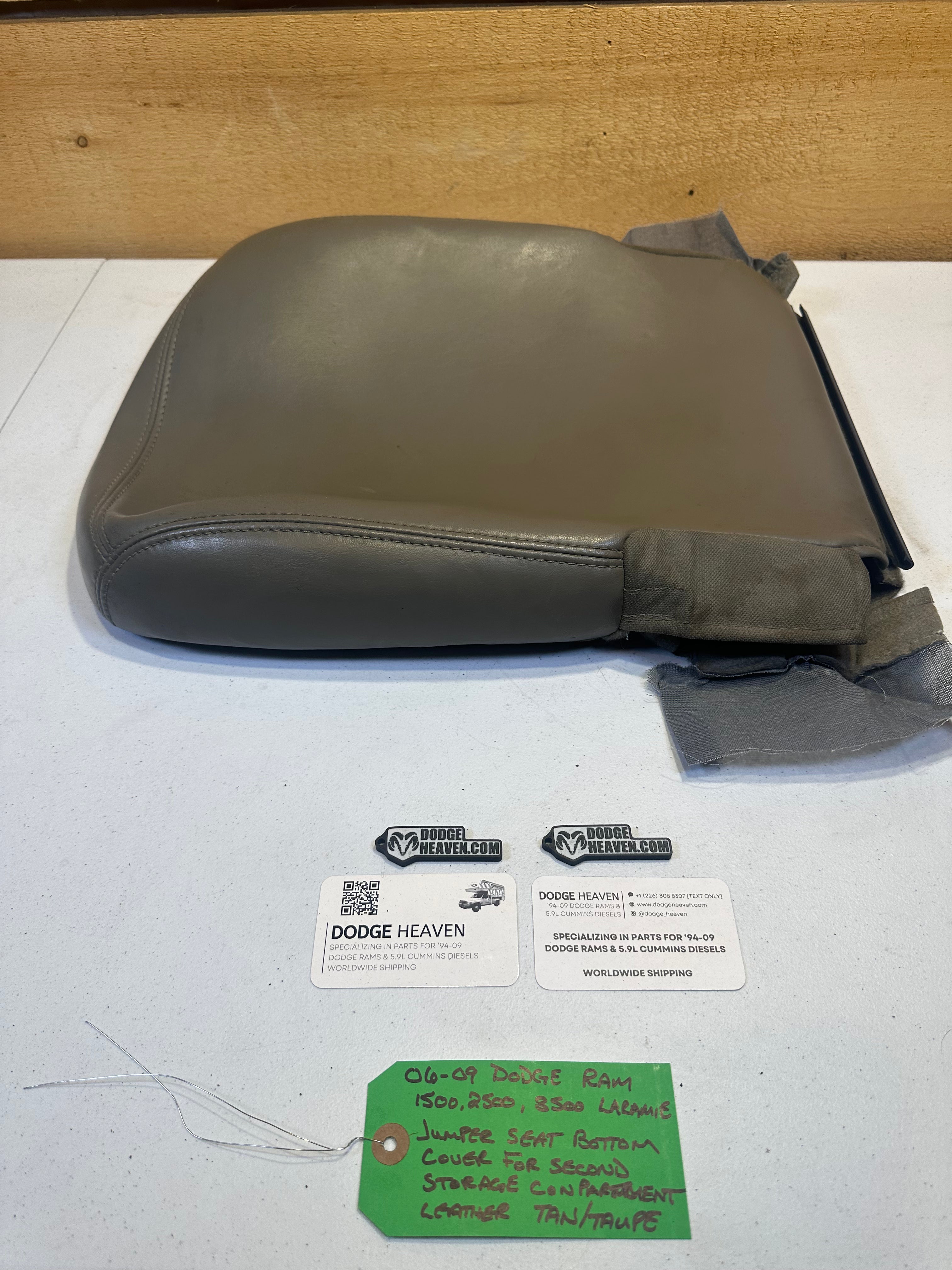 2006-2009 Dodge Ram Jumper Seat Bottom Cover Second Storage Compartment Tan Leather