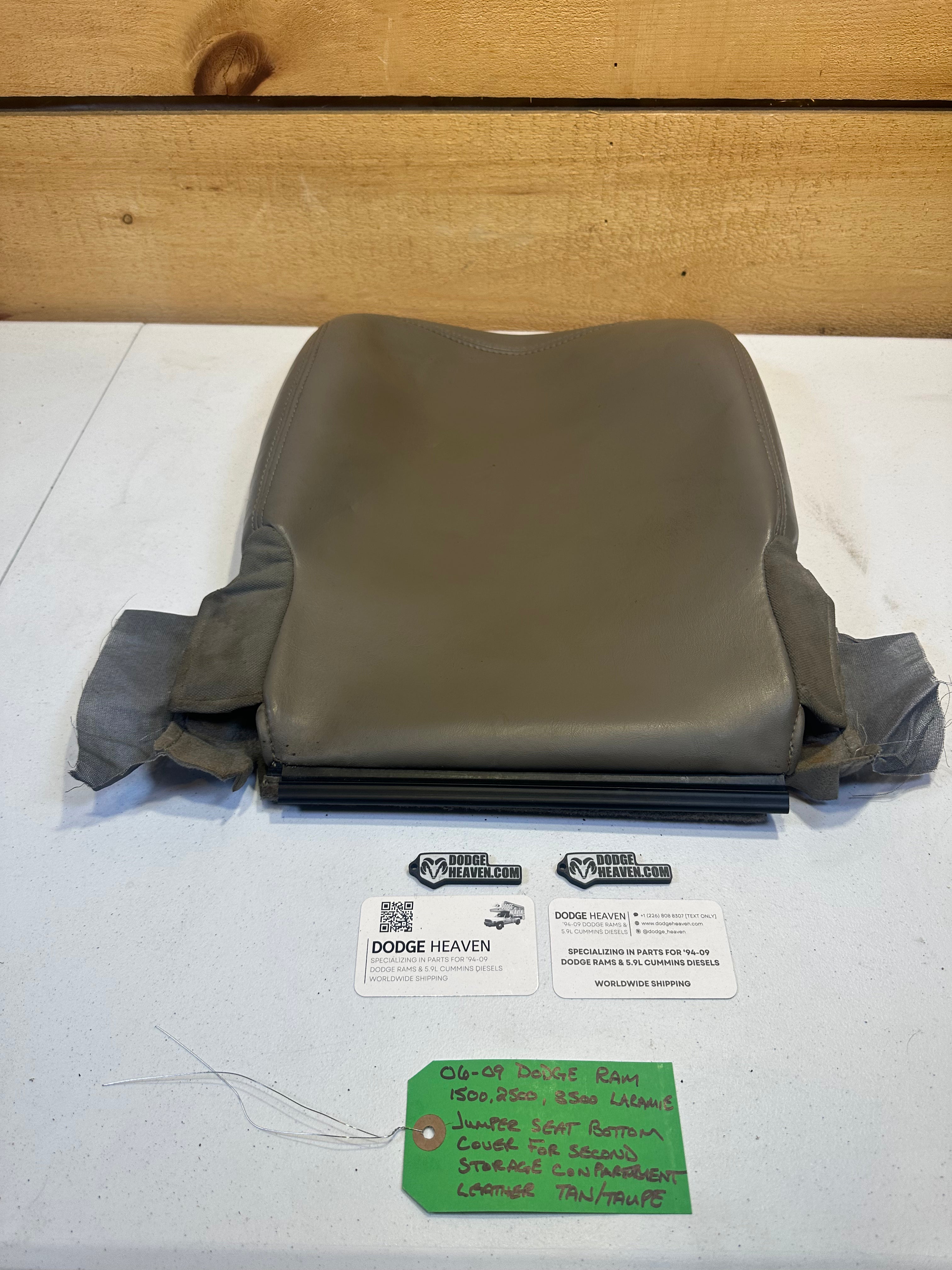 2006-2009 Dodge Ram Jumper Seat Bottom Cover Second Storage Compartment Tan Leather