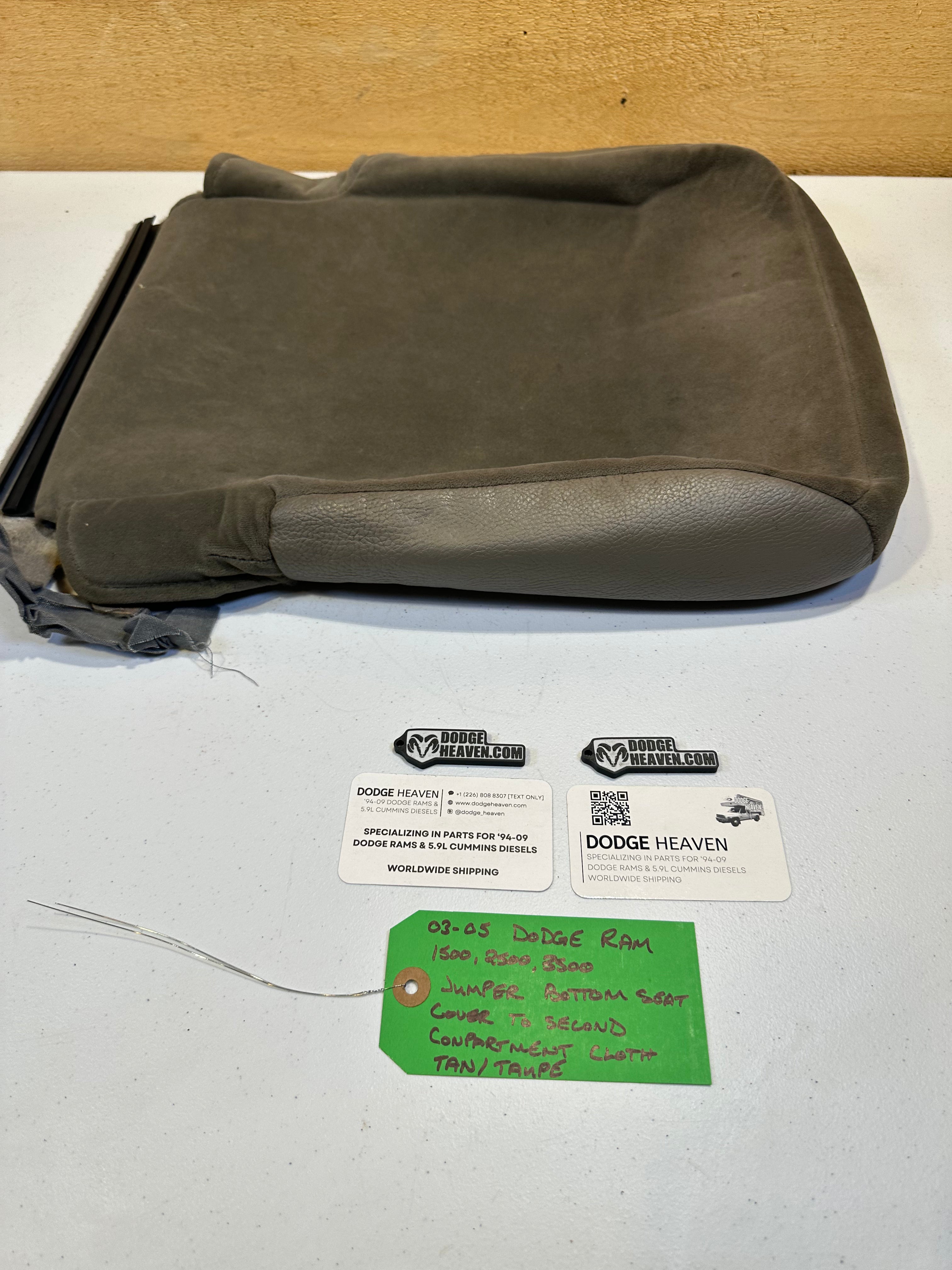 2002-2005 Dodge Ram Jumper Seat Bottom Cover Second Storage Compartment Tan Cloth