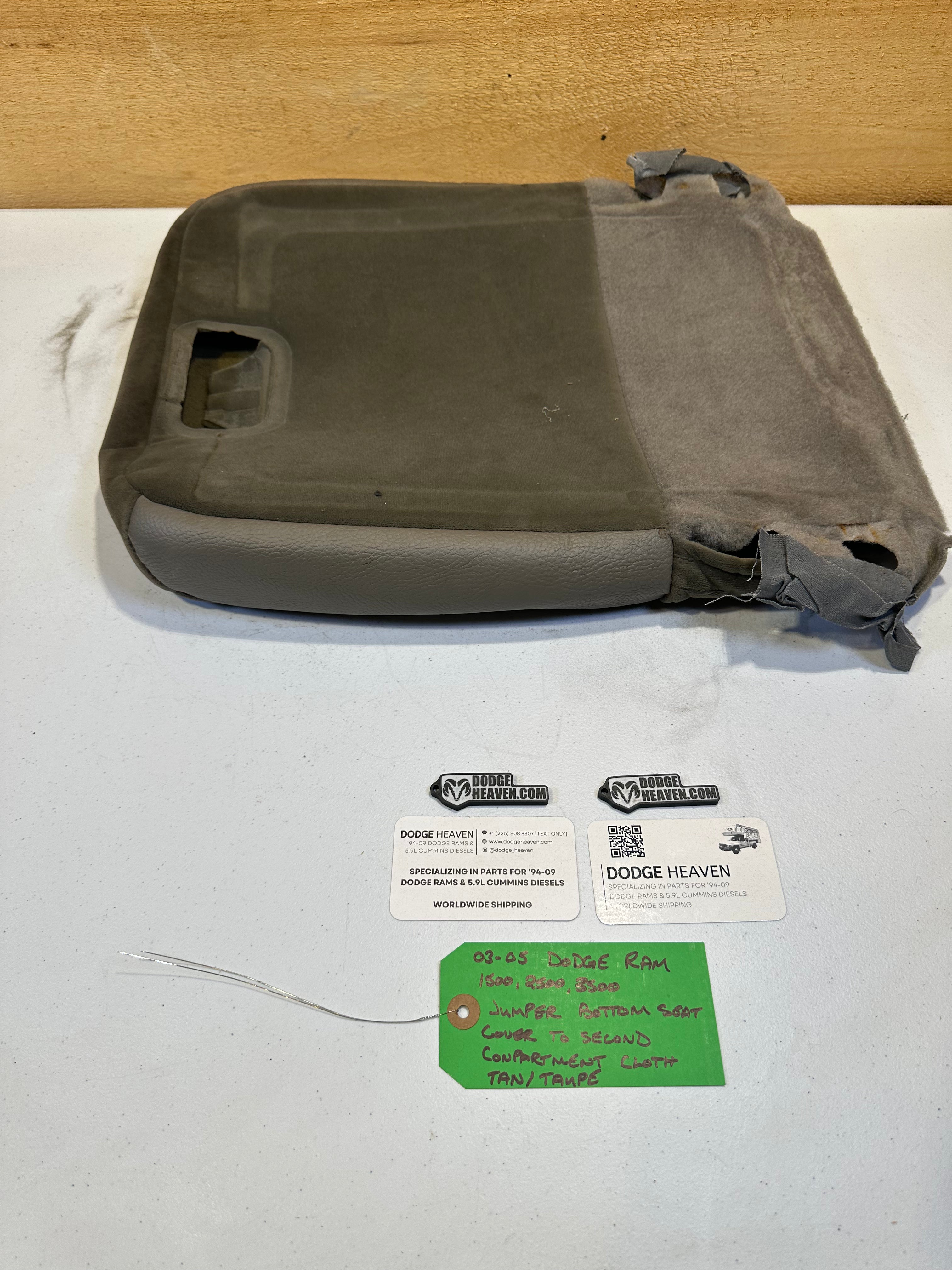 2002-2005 Dodge Ram Jumper Seat Bottom Cover Second Storage Compartment Tan Cloth