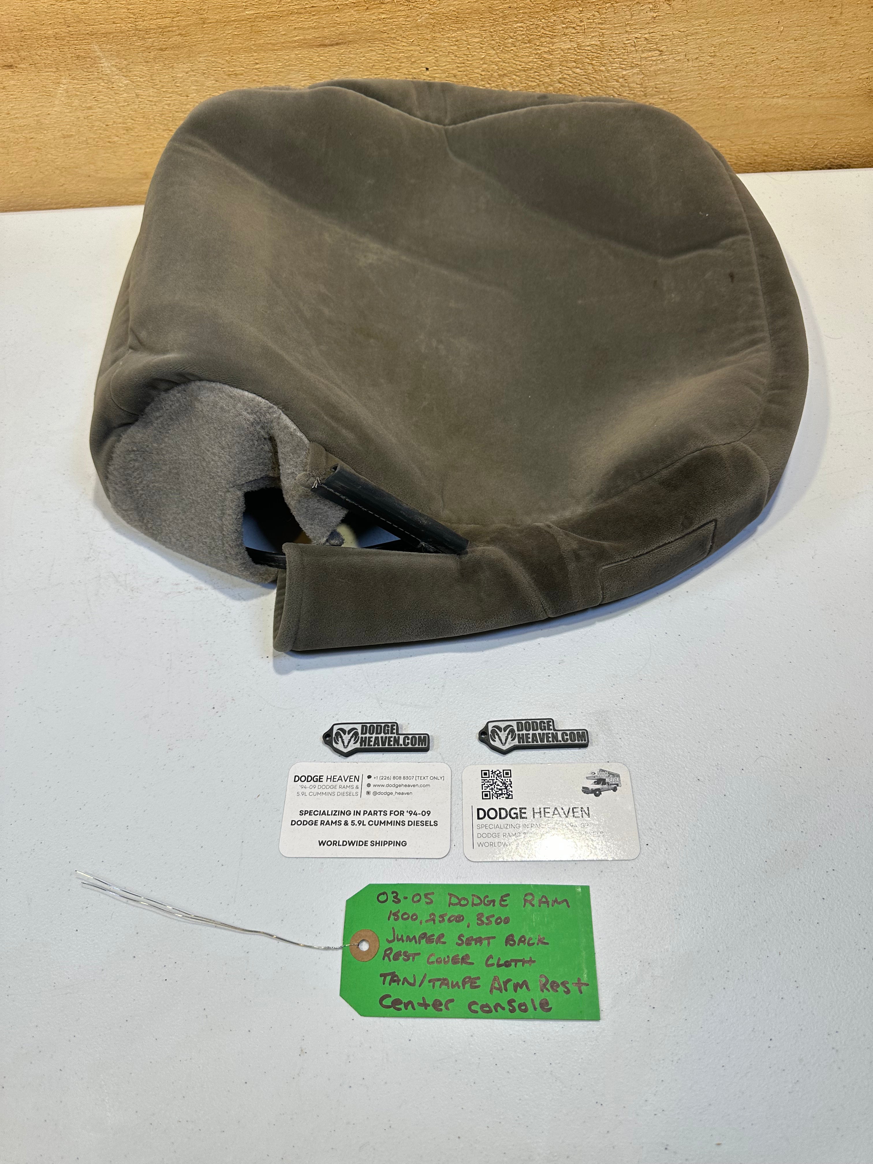 2002-2005 Dodge Ram Jumper Seat / Center Console Back Rest Cover Cloth Tan