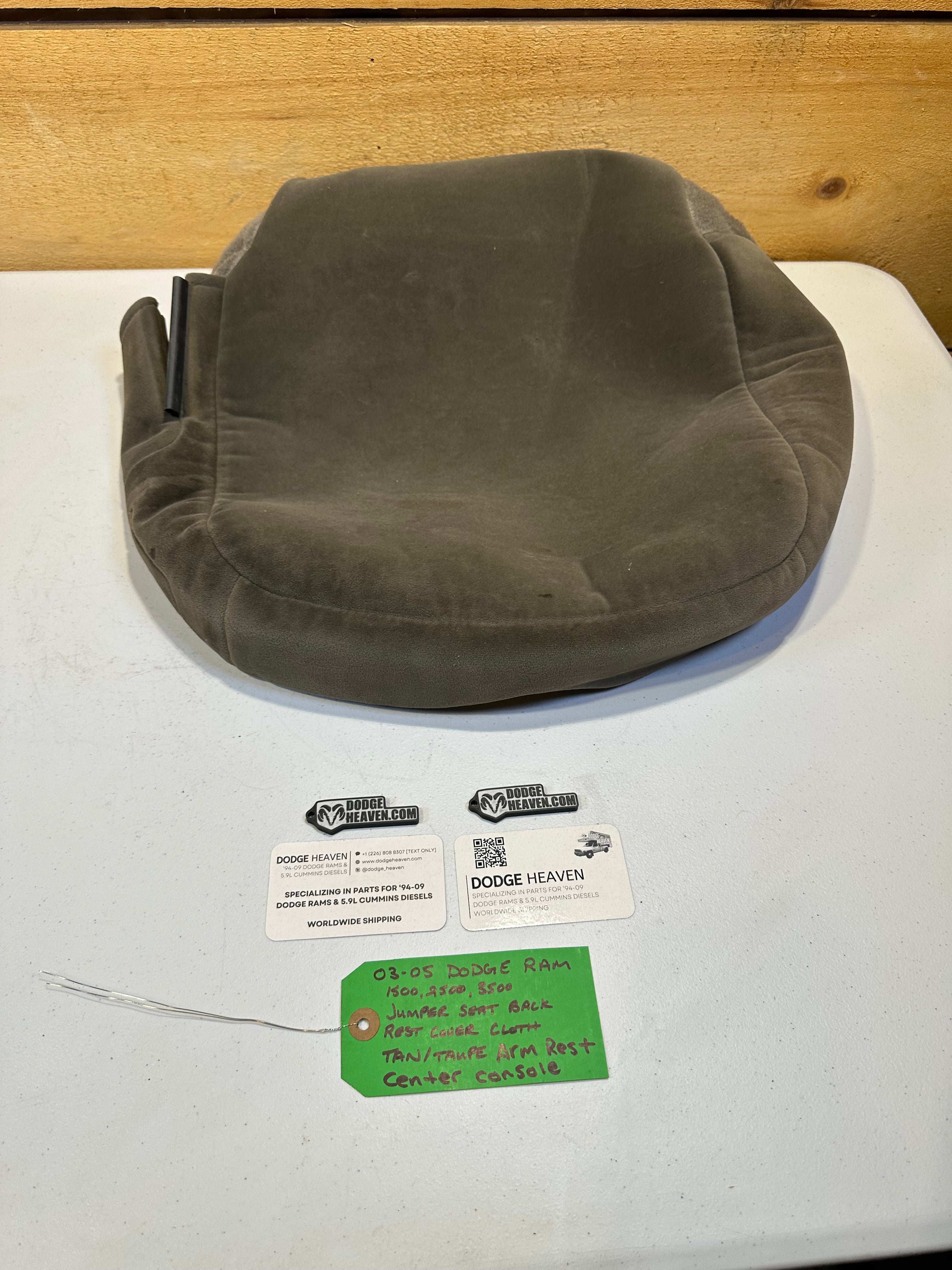 2002-2005 Dodge Ram Jumper Seat / Center Console Back Rest Cover Cloth Tan