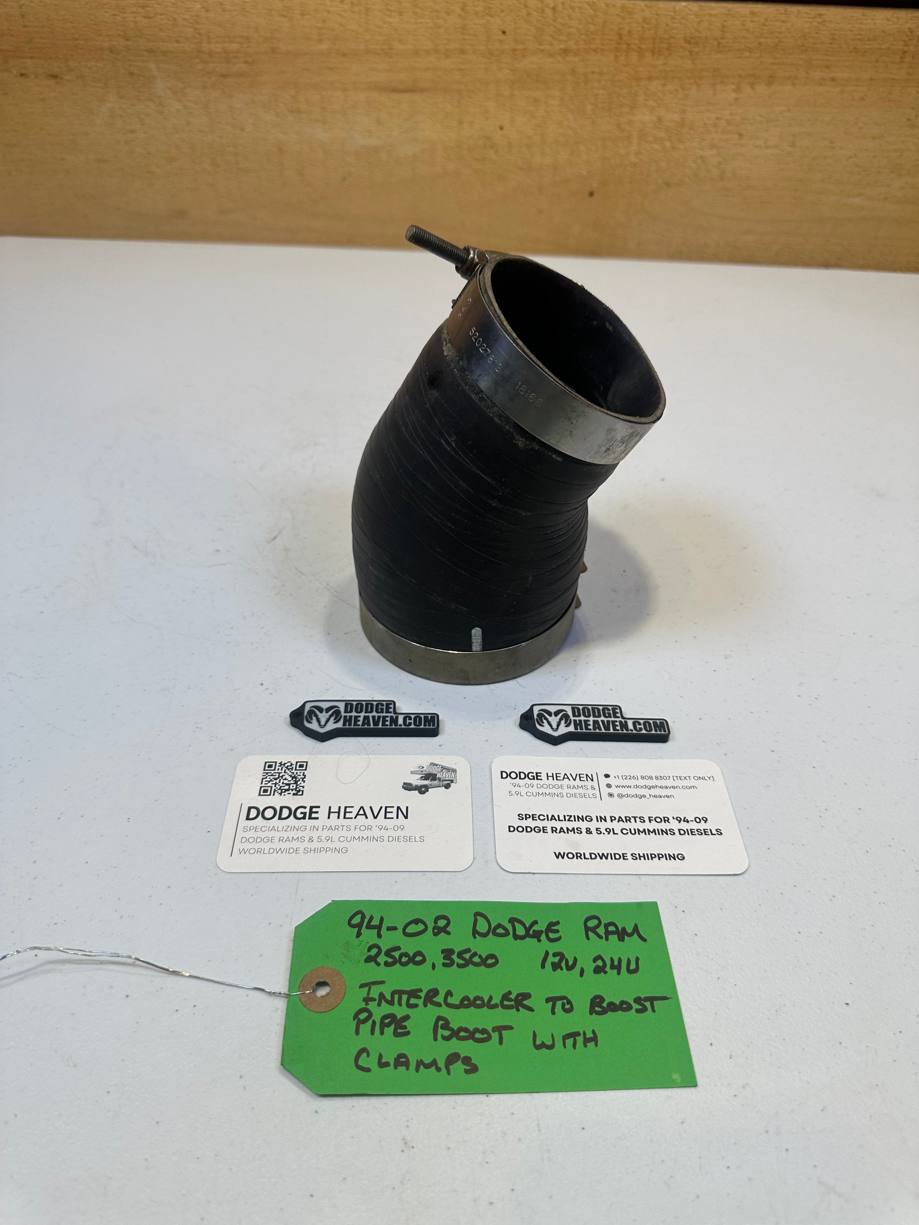 1994-2002 Dodge Ram 5.9L Cummins Intercooler to Boost Pipe W clamps