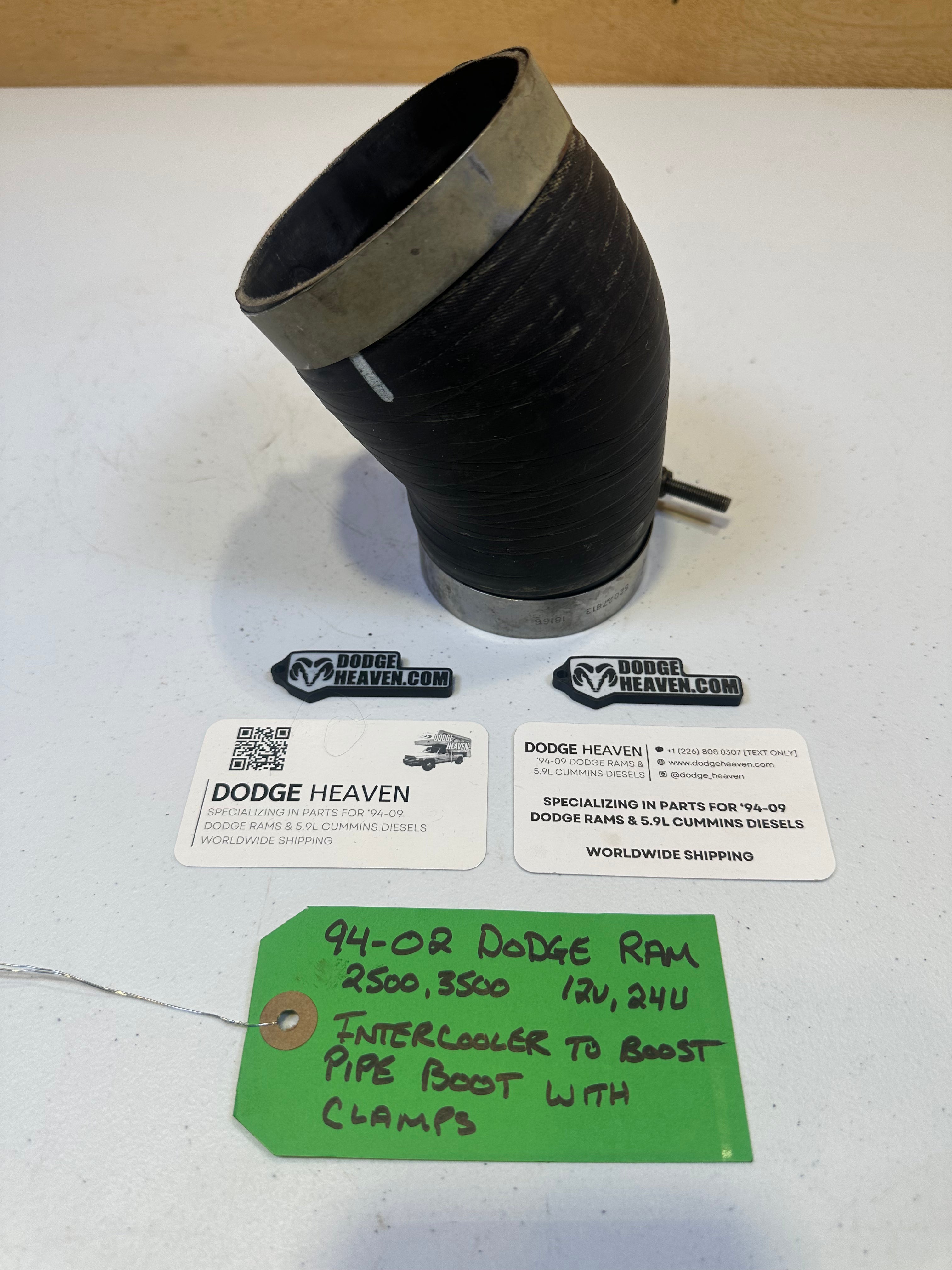 1994-2002 Dodge Ram 5.9L Cummins Intercooler to Boost Pipe W clamps