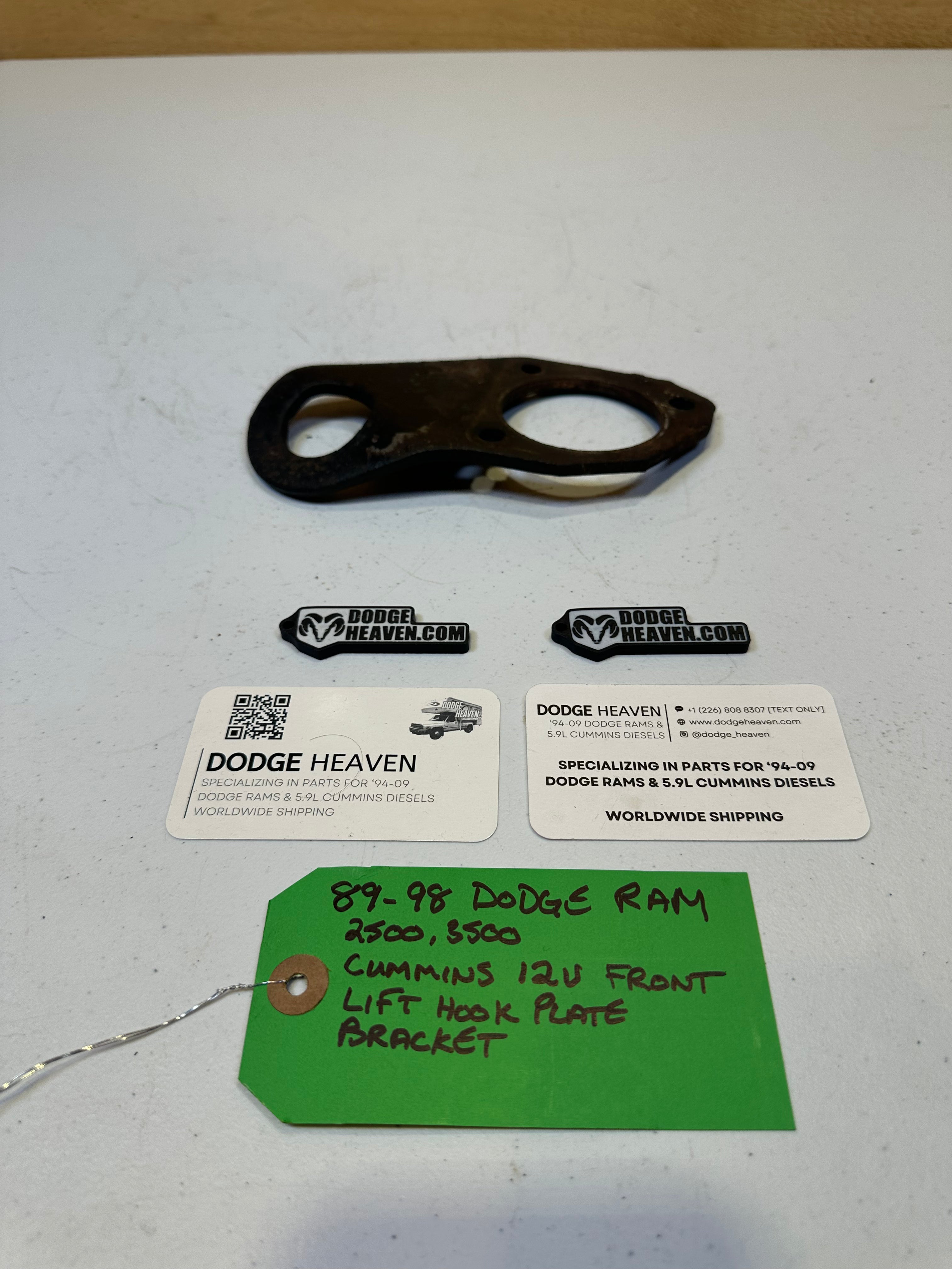 1989-1998 Dodge Ram 12V 5.9L Cummins Front Lift Hook Plate Bracket
