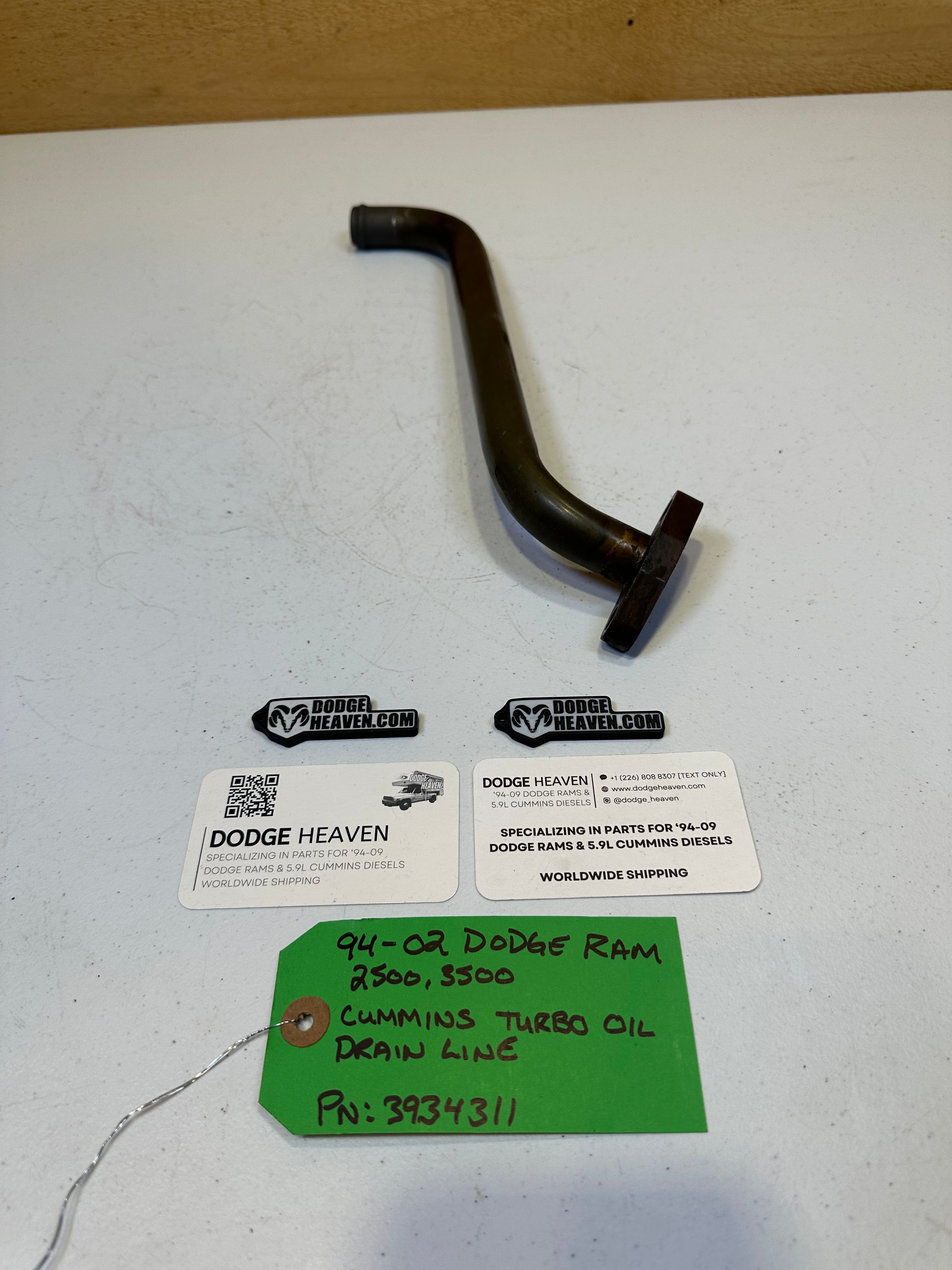 1994-2002 Dodge Ram 12V & 24V 5.9L Cummins Turbo Oil Drain Tube