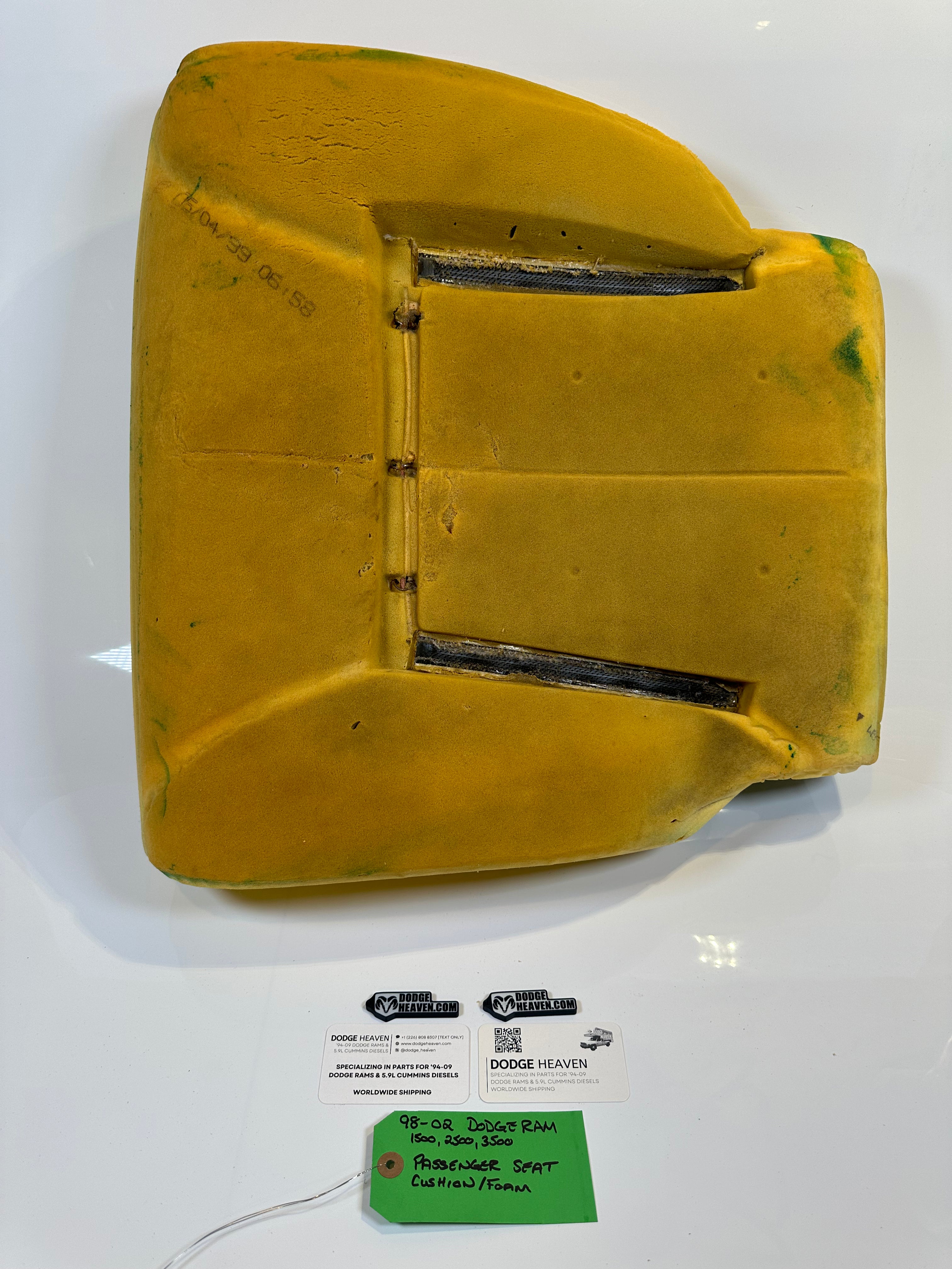 1998-2002 Dodge Ram 1500 2500 3500 Passenger Side Seat Foam / Cushion
