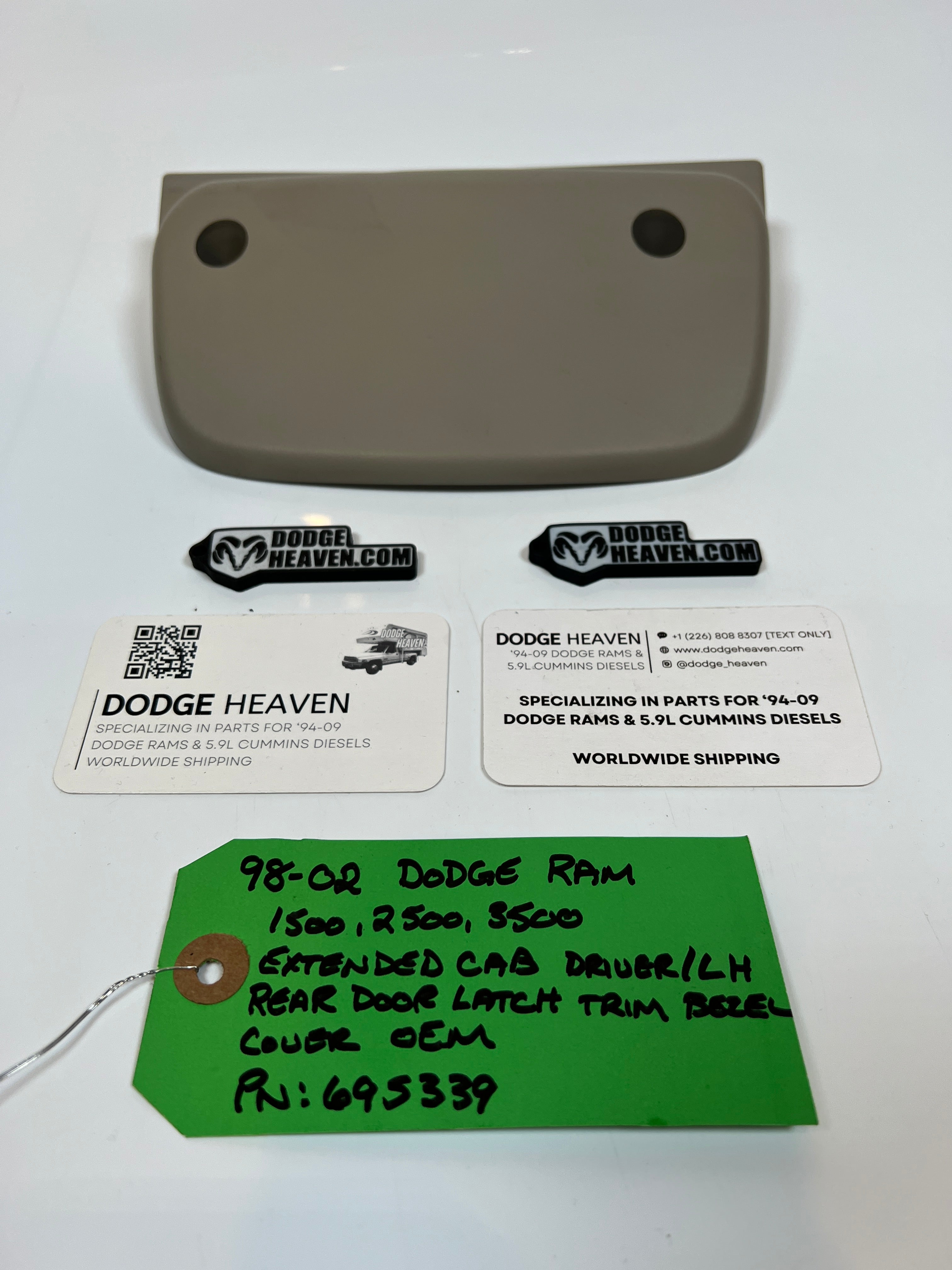 1998-2002 Dodge Ram Extended Cab Rear Door Latch Trim Cover Driver LH