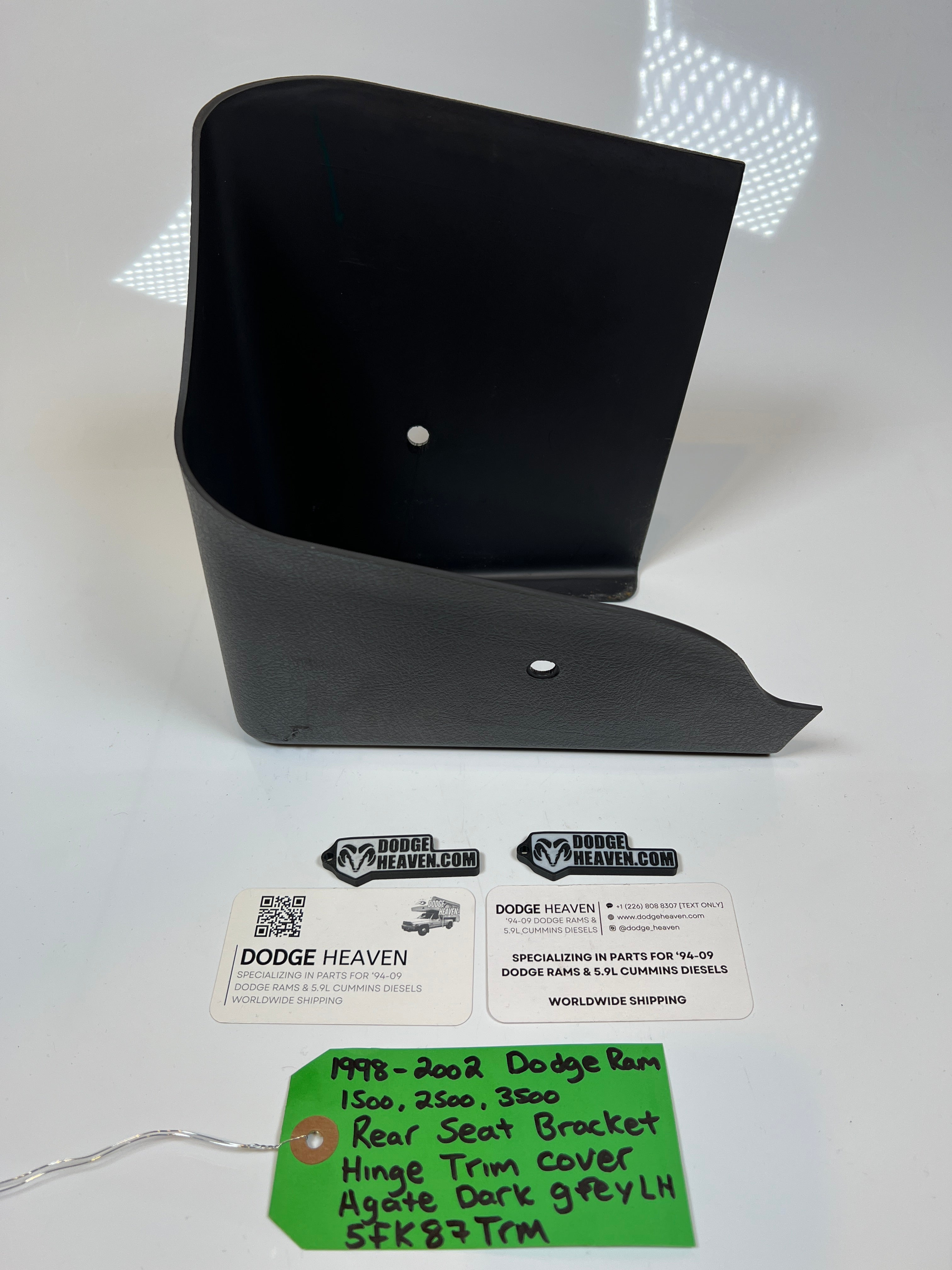 1998-2002 Dodge Ram Driver Rear Seat Bracket Hinge Trim Cover Dark Grey