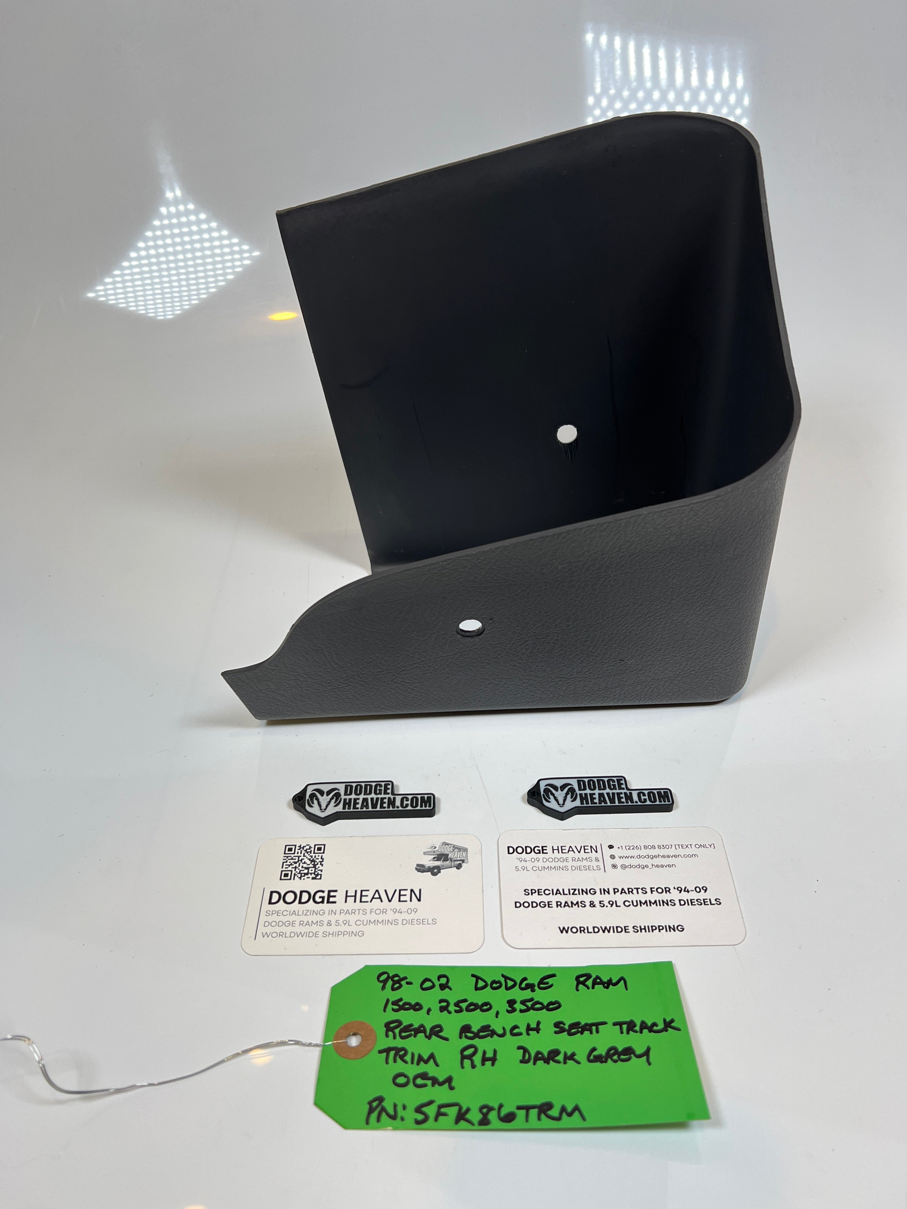 1998-2002 Dodge Ram Passenger Rear Seat Bracket Hinge Trim Cover Dark Grey