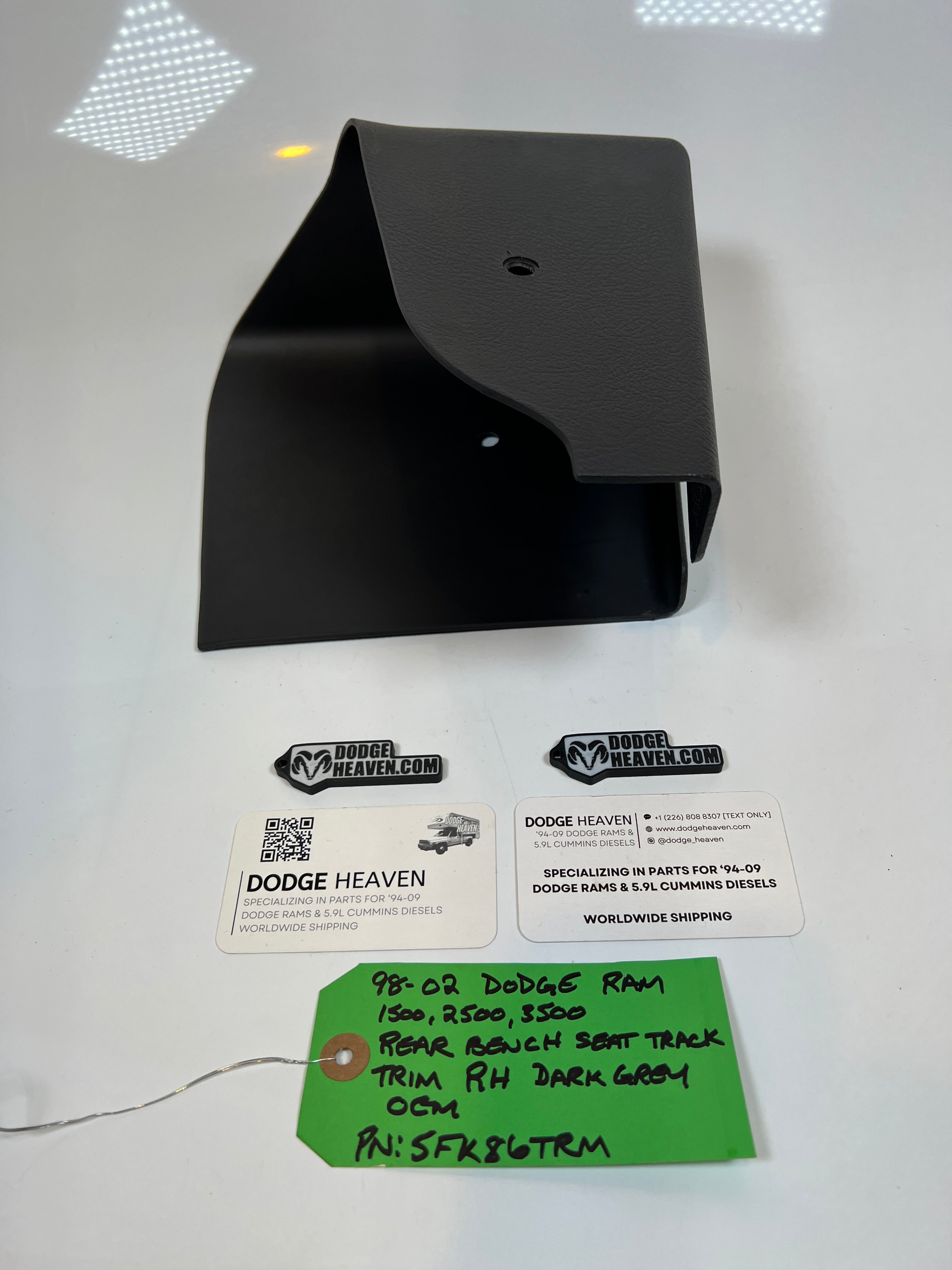 1998-2002 Dodge Ram Passenger Rear Seat Bracket Hinge Trim Cover Dark Grey