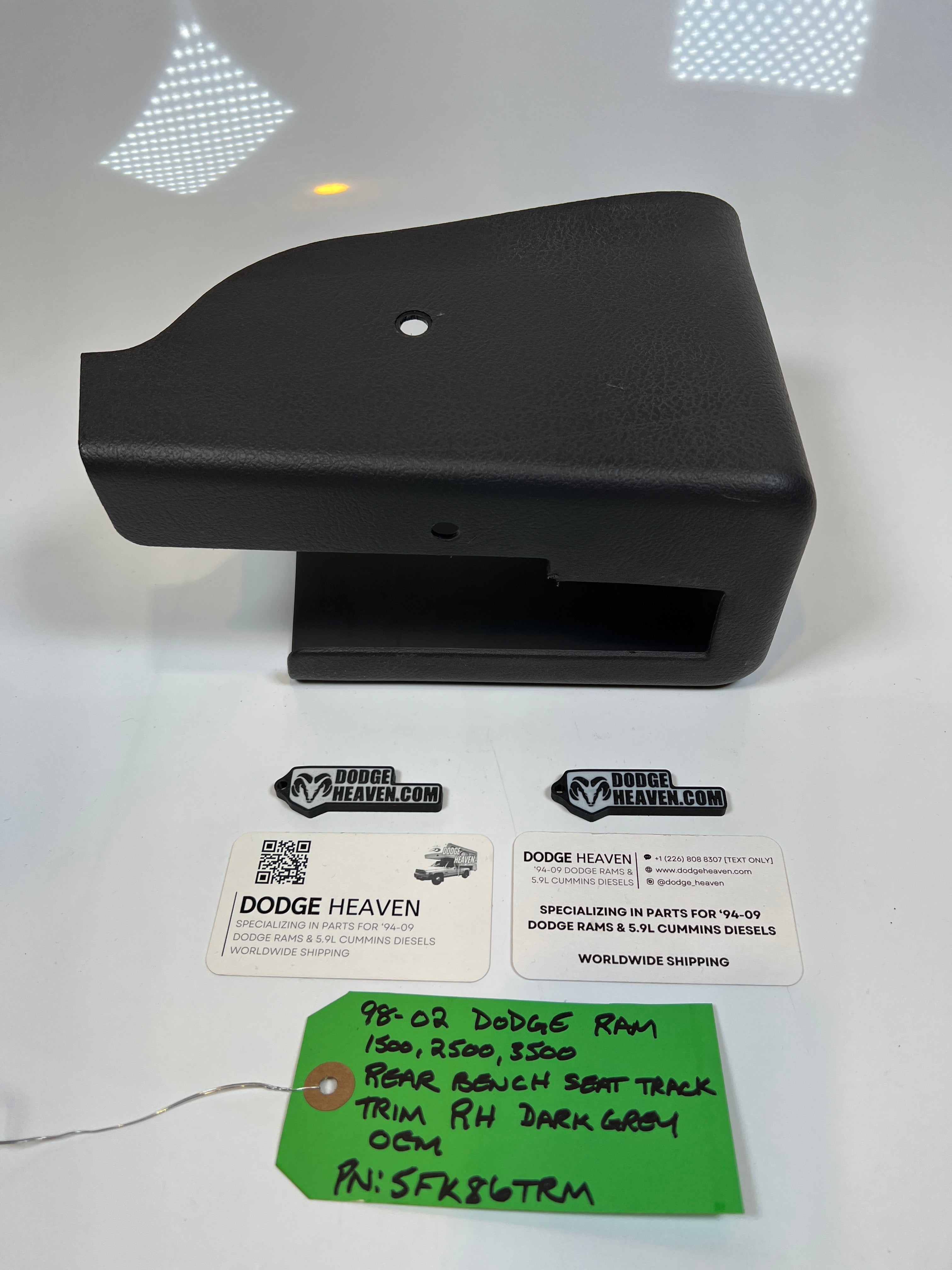 1998-2002 Dodge Ram Passenger Rear Seat Bracket Hinge Trim Cover Dark Grey