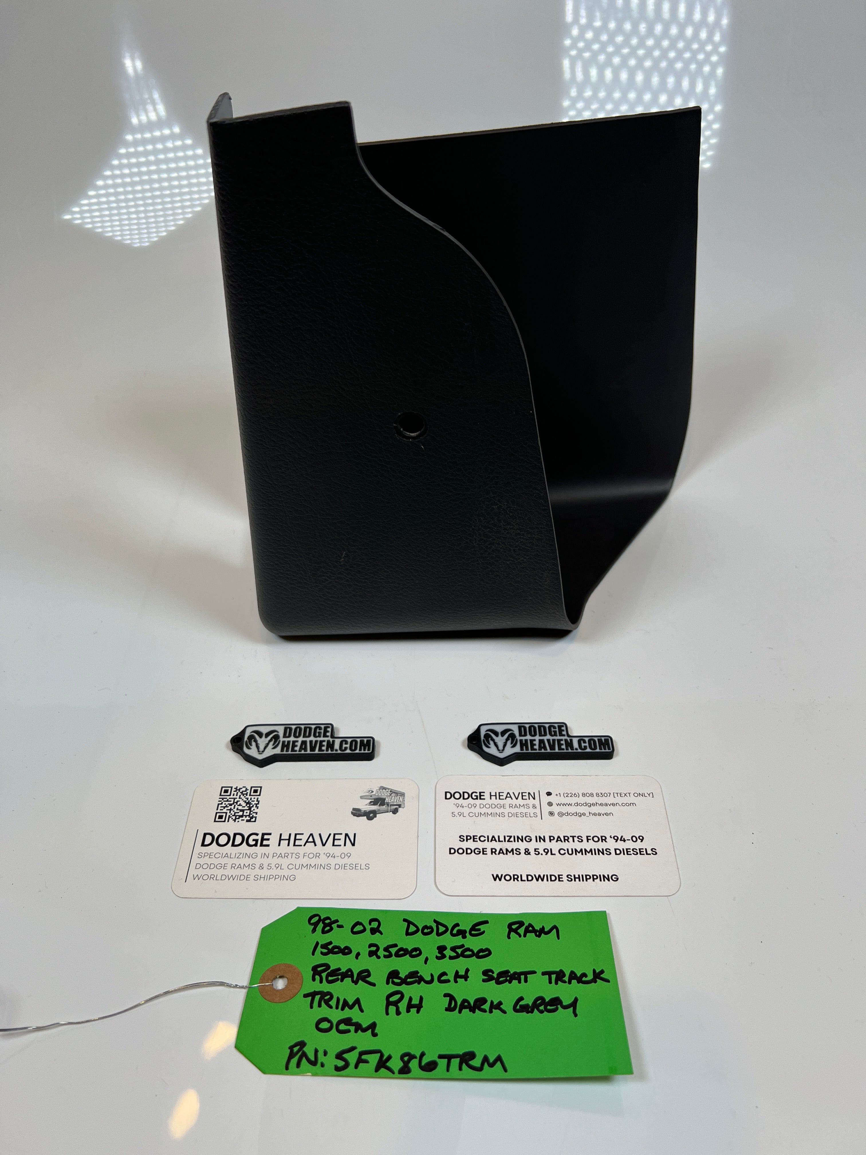 1998-2002 Dodge Ram Passenger Rear Seat Bracket Hinge Trim Cover Dark Grey