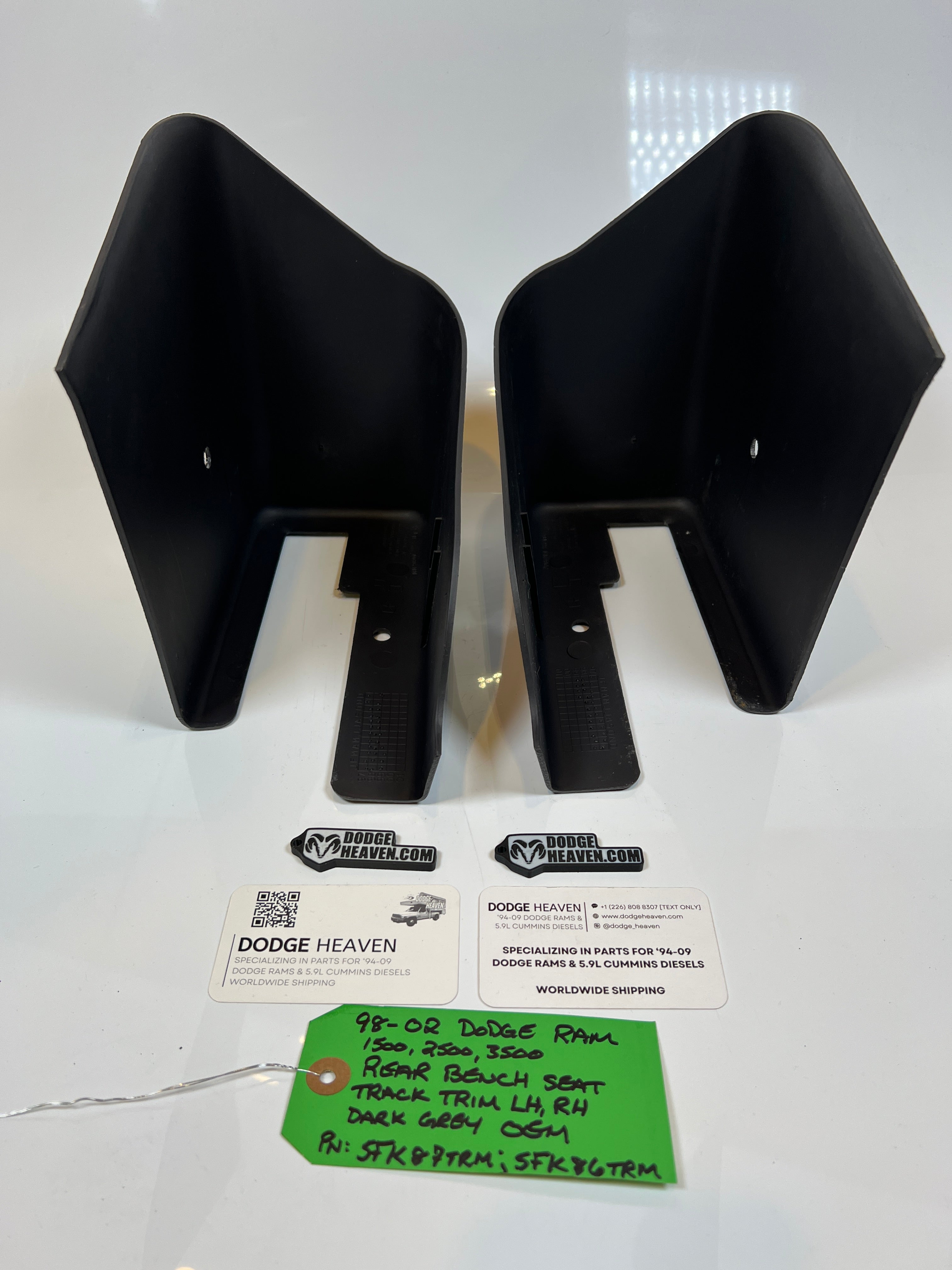 1998-2002 Dodge Ram LH / RH Rear Seat Bracket Hinge Trim Cover Dark Grey Set