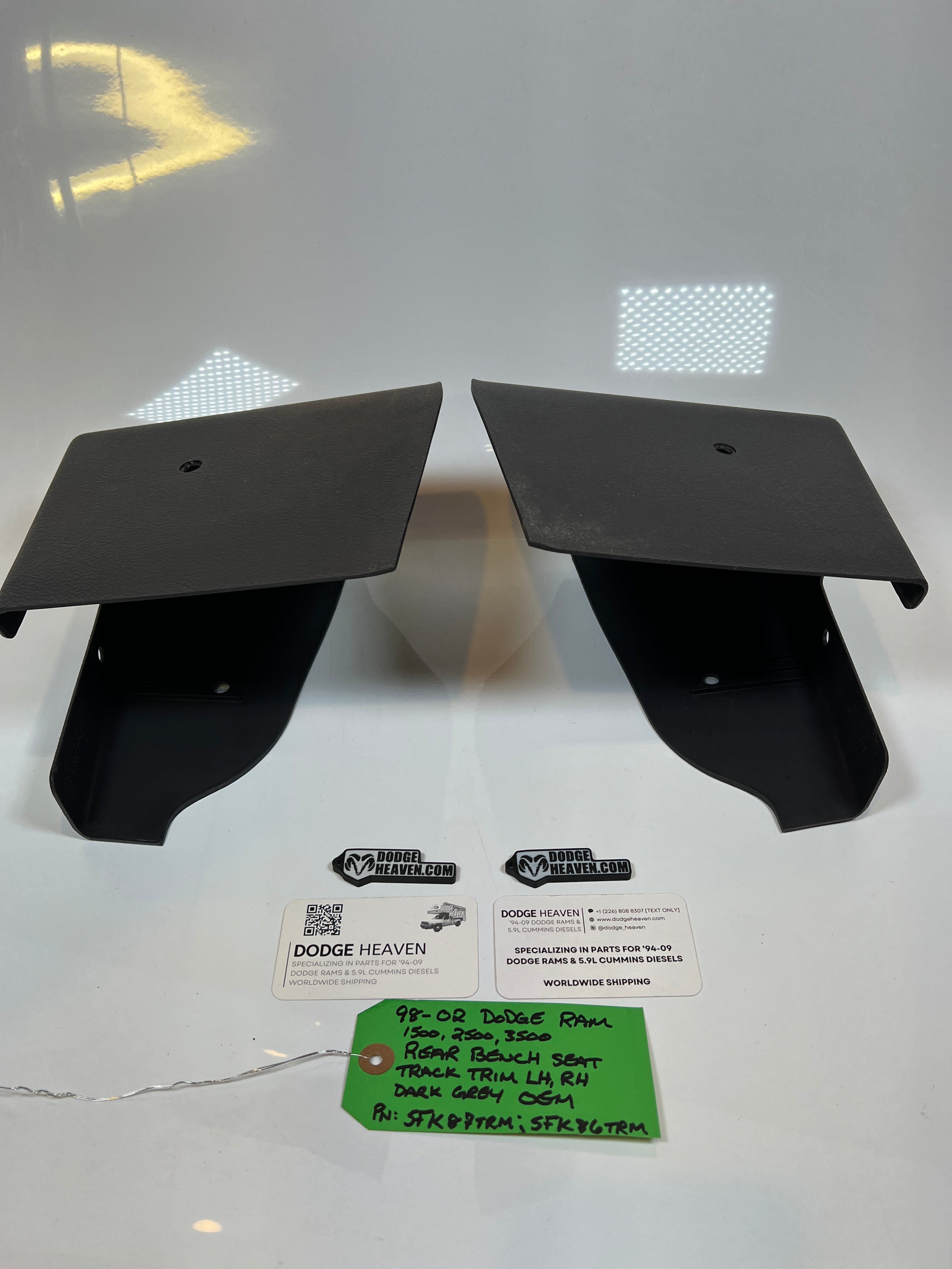 1998-2002 Dodge Ram LH / RH Rear Seat Bracket Hinge Trim Cover Dark Grey Set