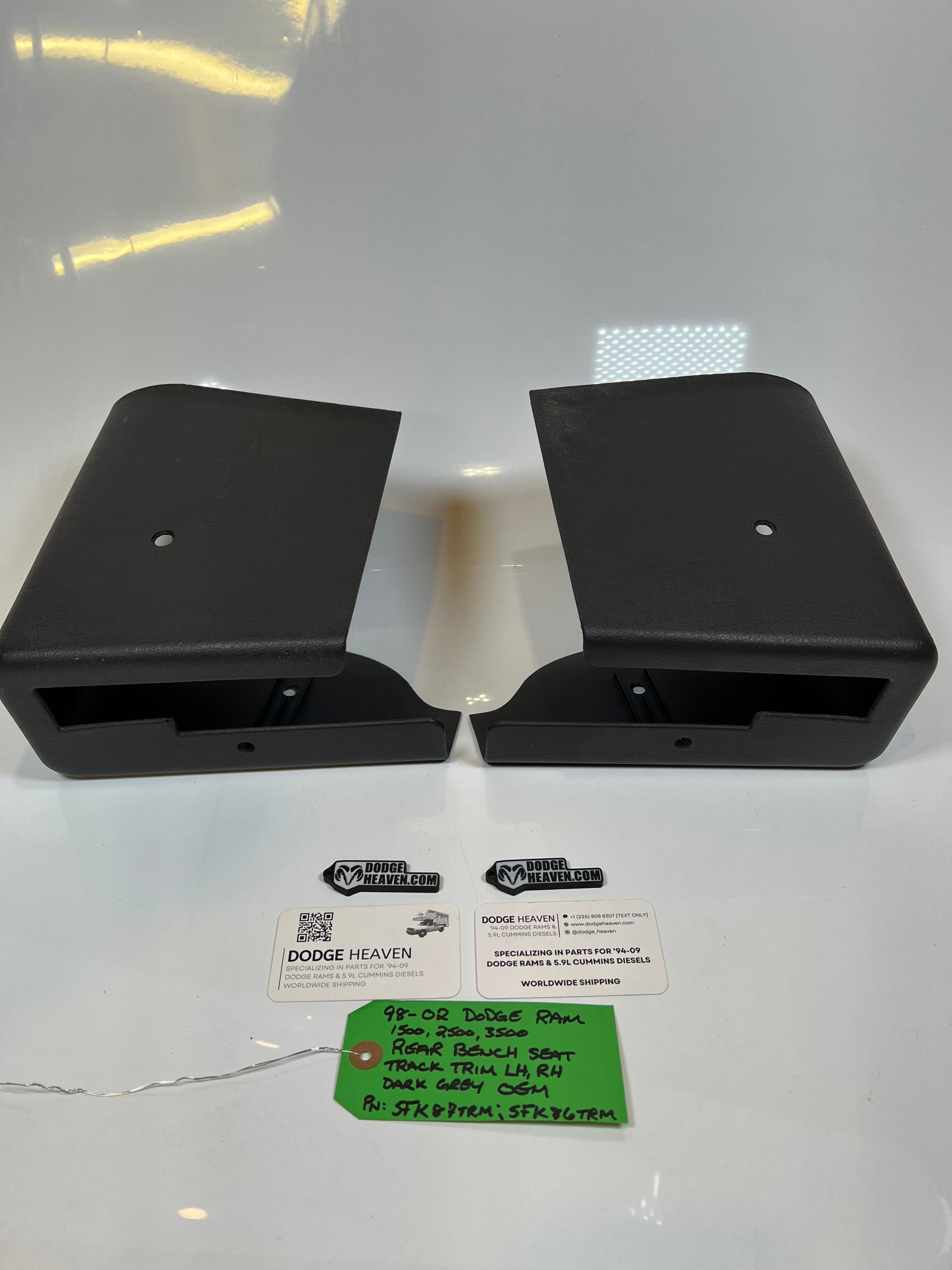 1998-2002 Dodge Ram LH / RH Rear Seat Bracket Hinge Trim Cover Dark Grey Set