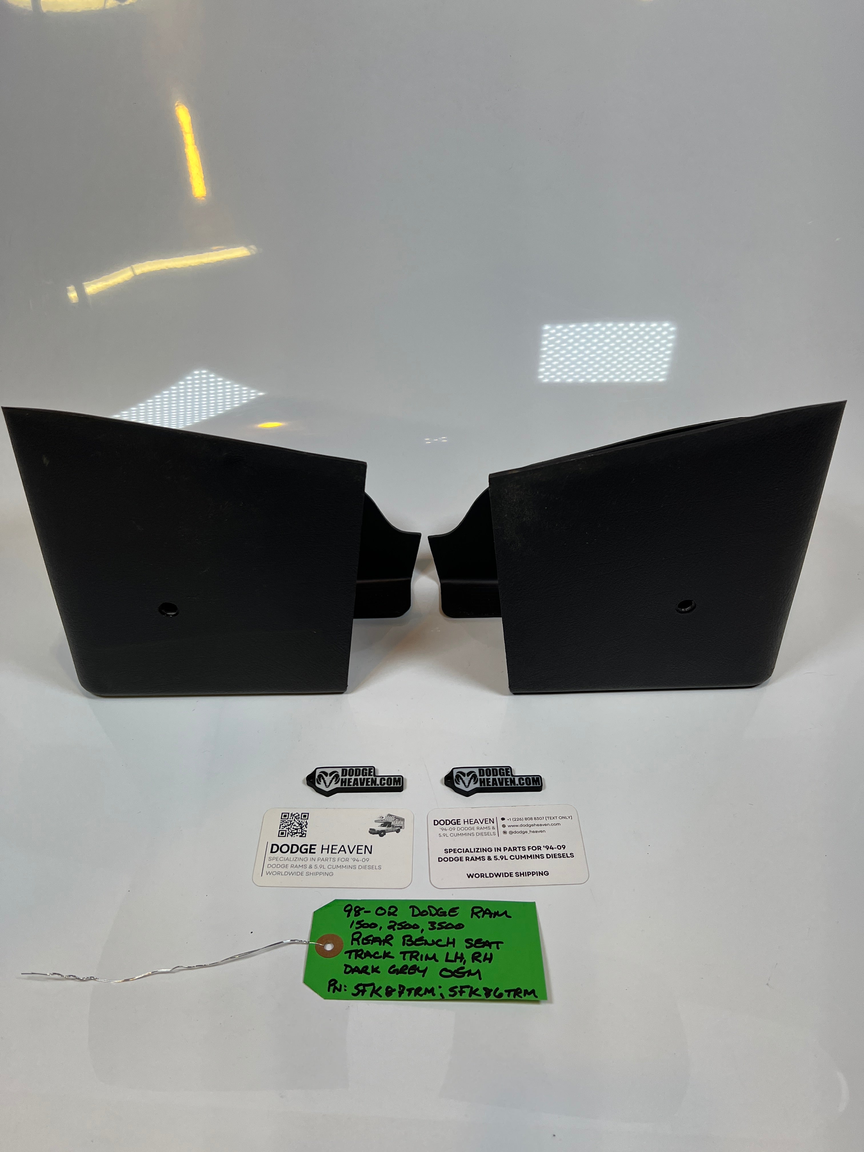 1998-2002 Dodge Ram LH / RH Rear Seat Bracket Hinge Trim Cover Dark Grey Set