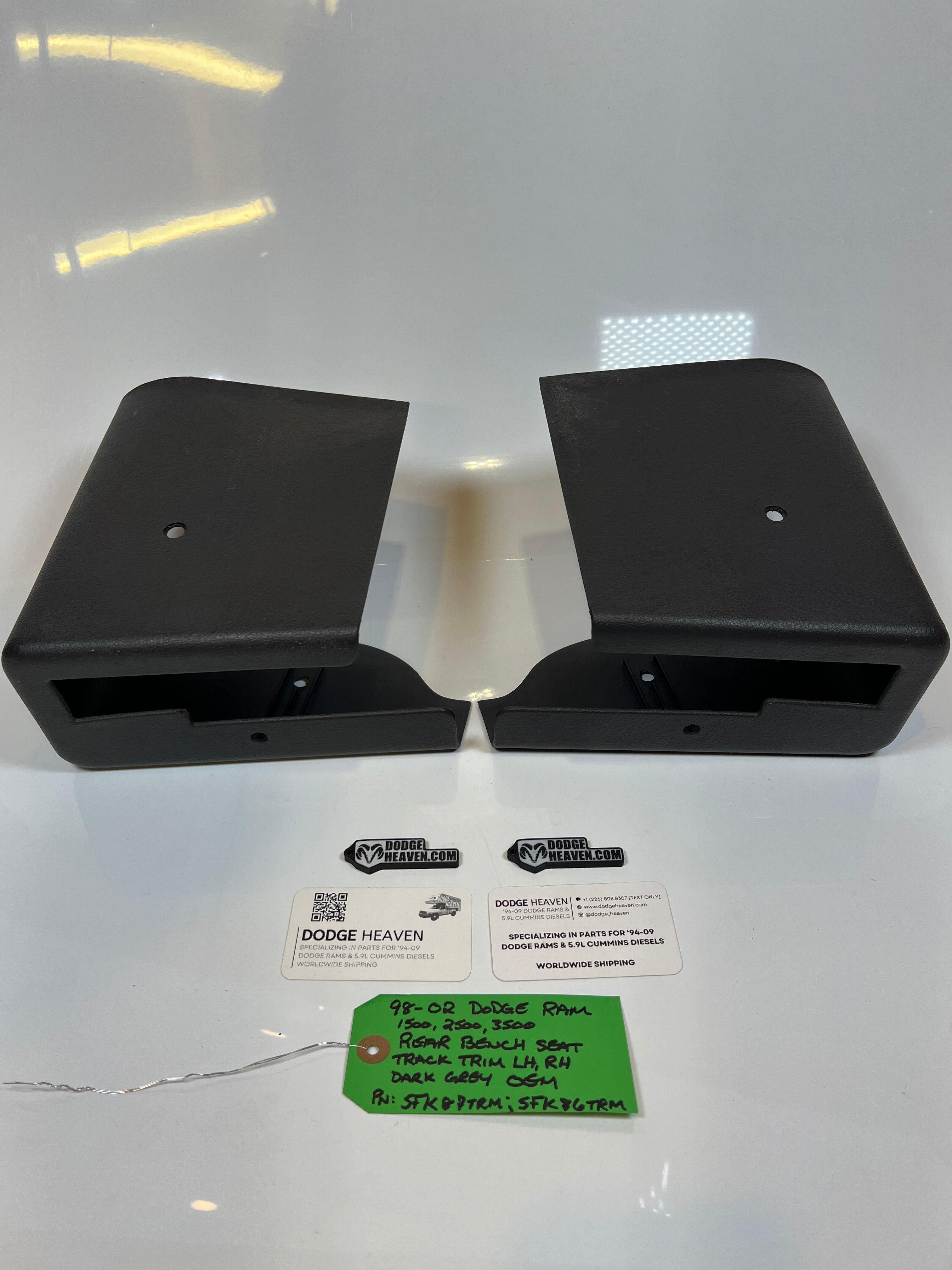 1998-2002 Dodge Ram LH / RH Rear Seat Bracket Hinge Trim Cover Dark Grey Set