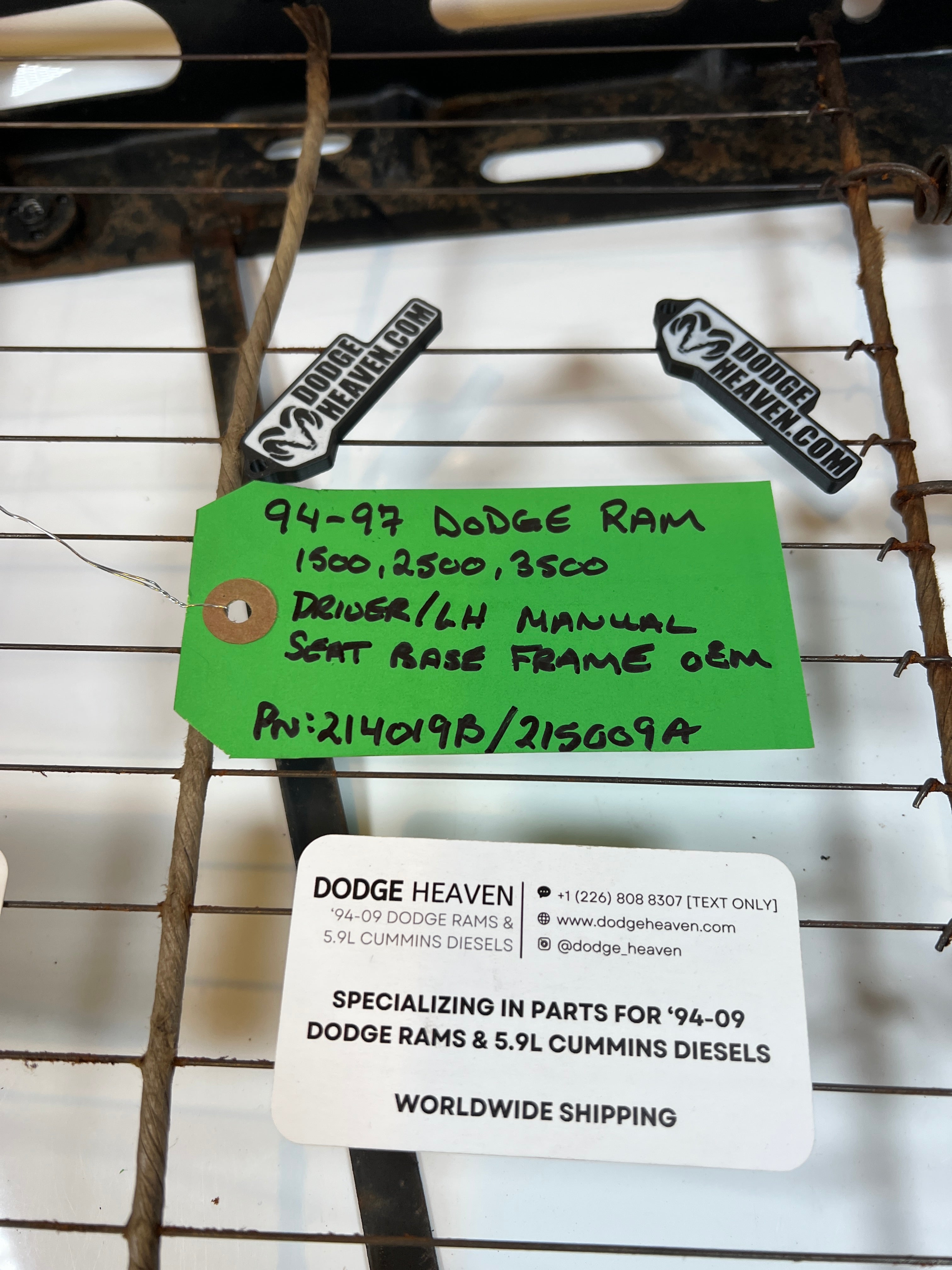 1994-1997 Dodge Ram Driver / LH manual Seat Base Frame