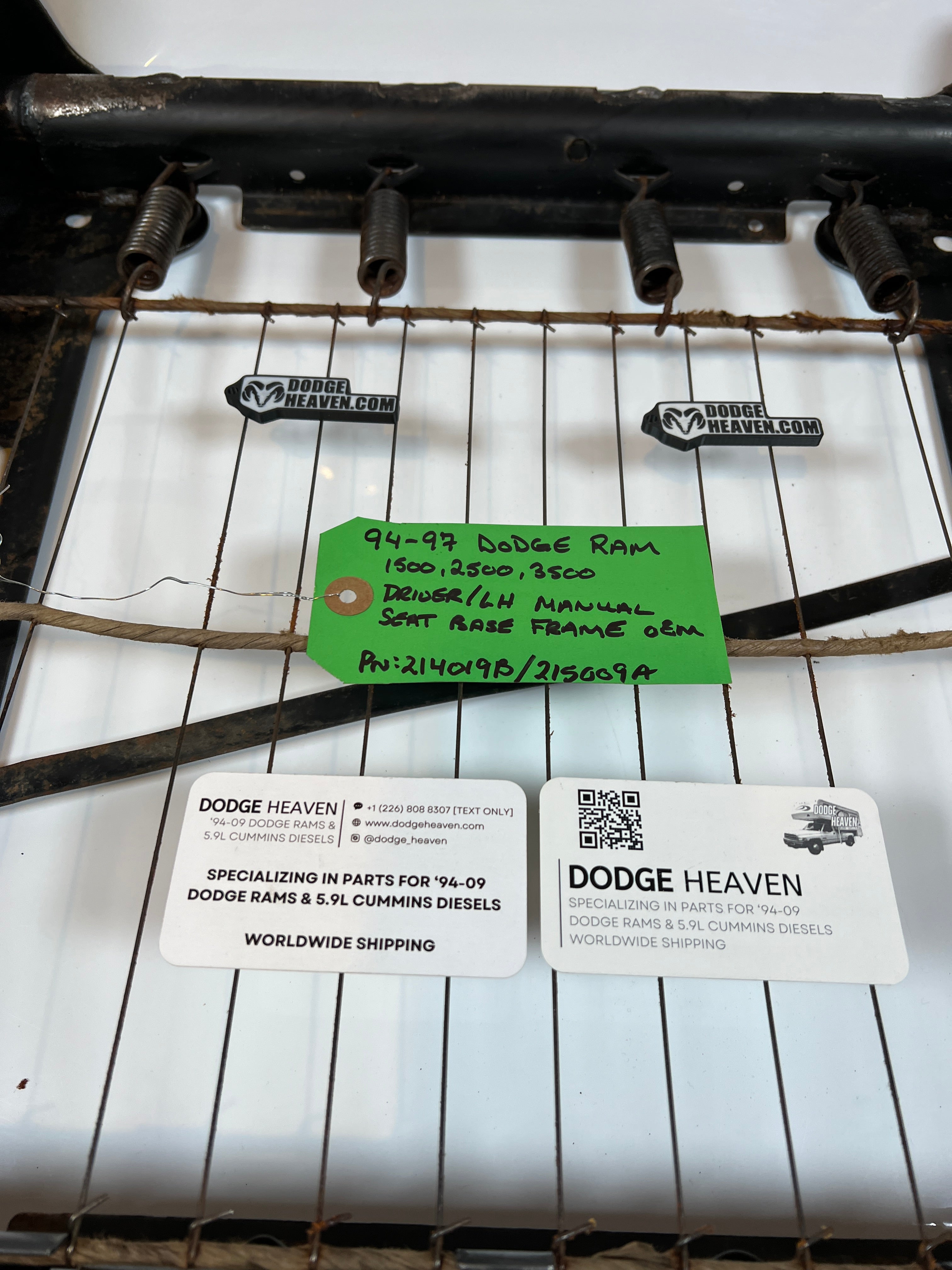 1994-1997 Dodge Ram Driver / LH manual Seat Base Frame