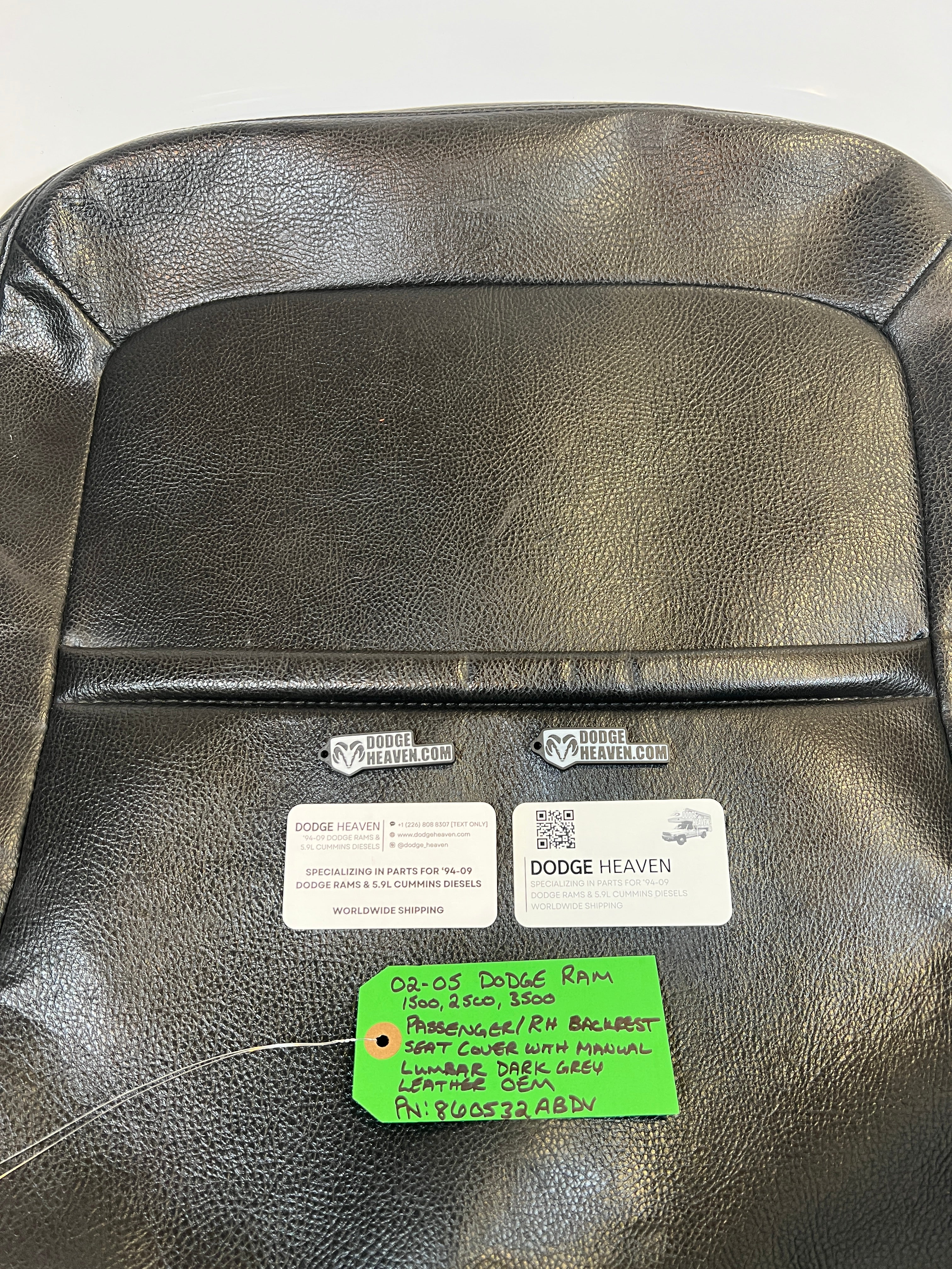 2002-2005 Dodge Ram Passenger Front Seat Back Cover Manual Lumbar