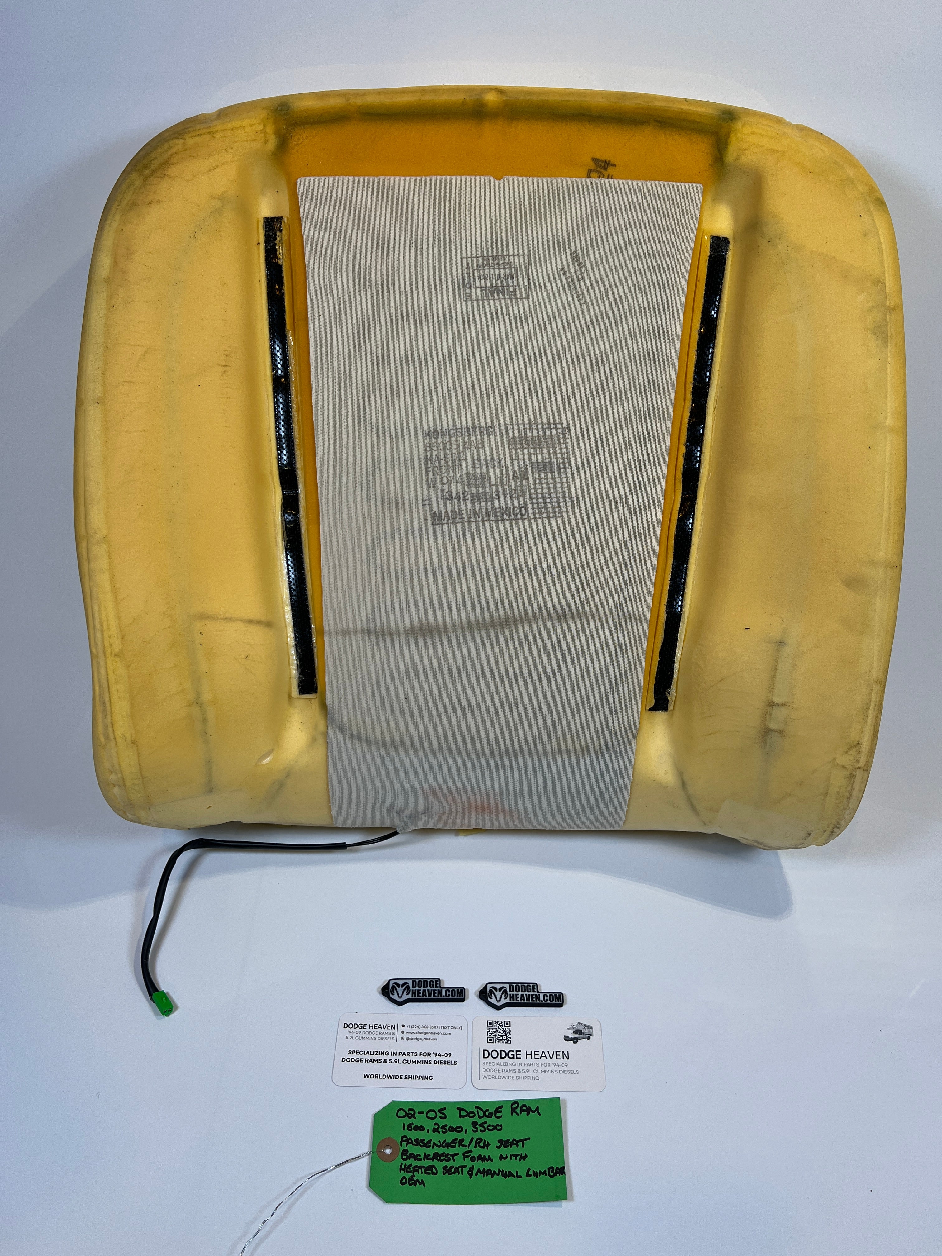 2002-2005 Dodge Ram Passenger Seat Back Foam W Heated & Manual Lumbar