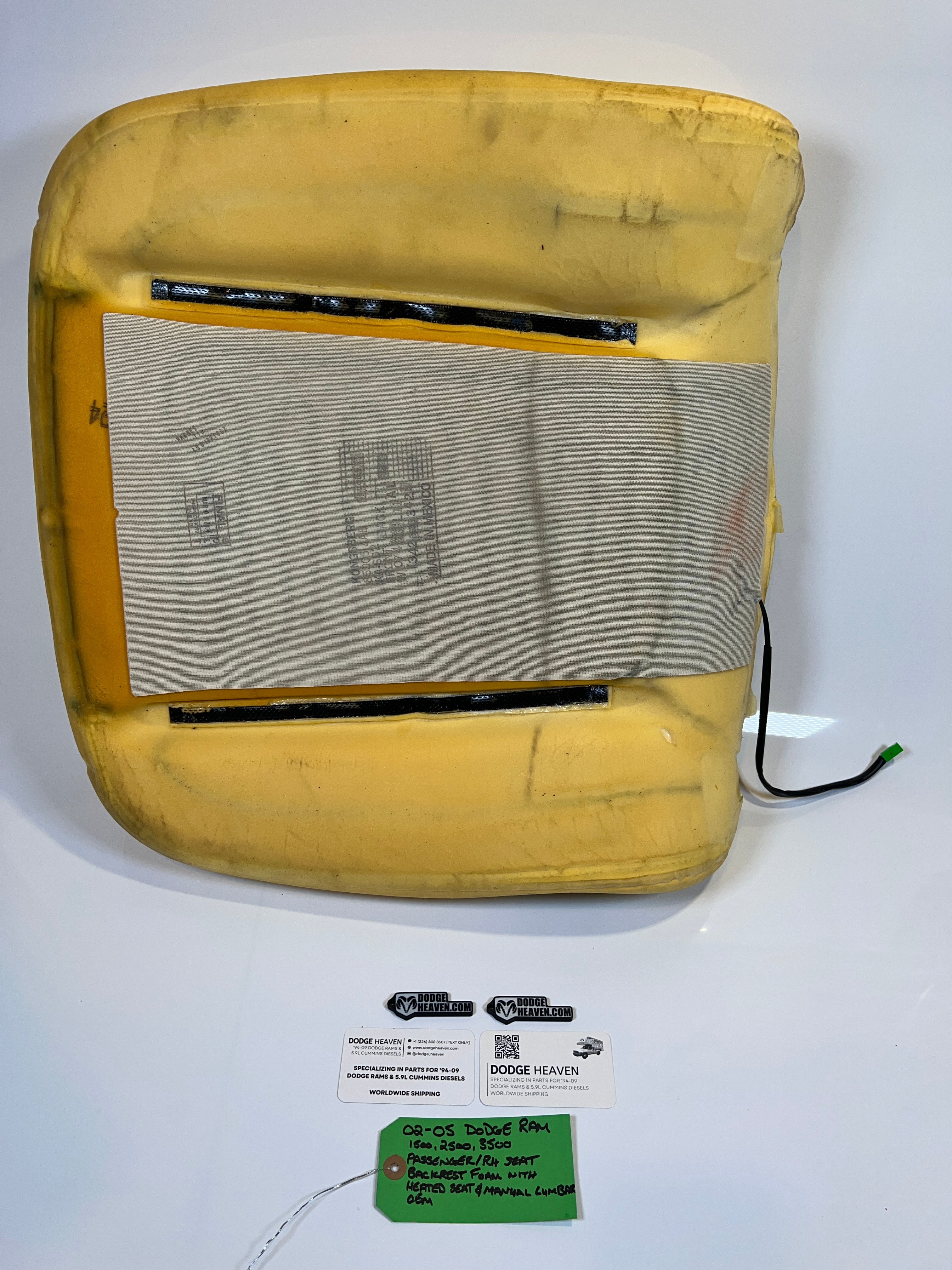 2002-2005 Dodge Ram Passenger Seat Back Foam W Heated & Manual Lumbar