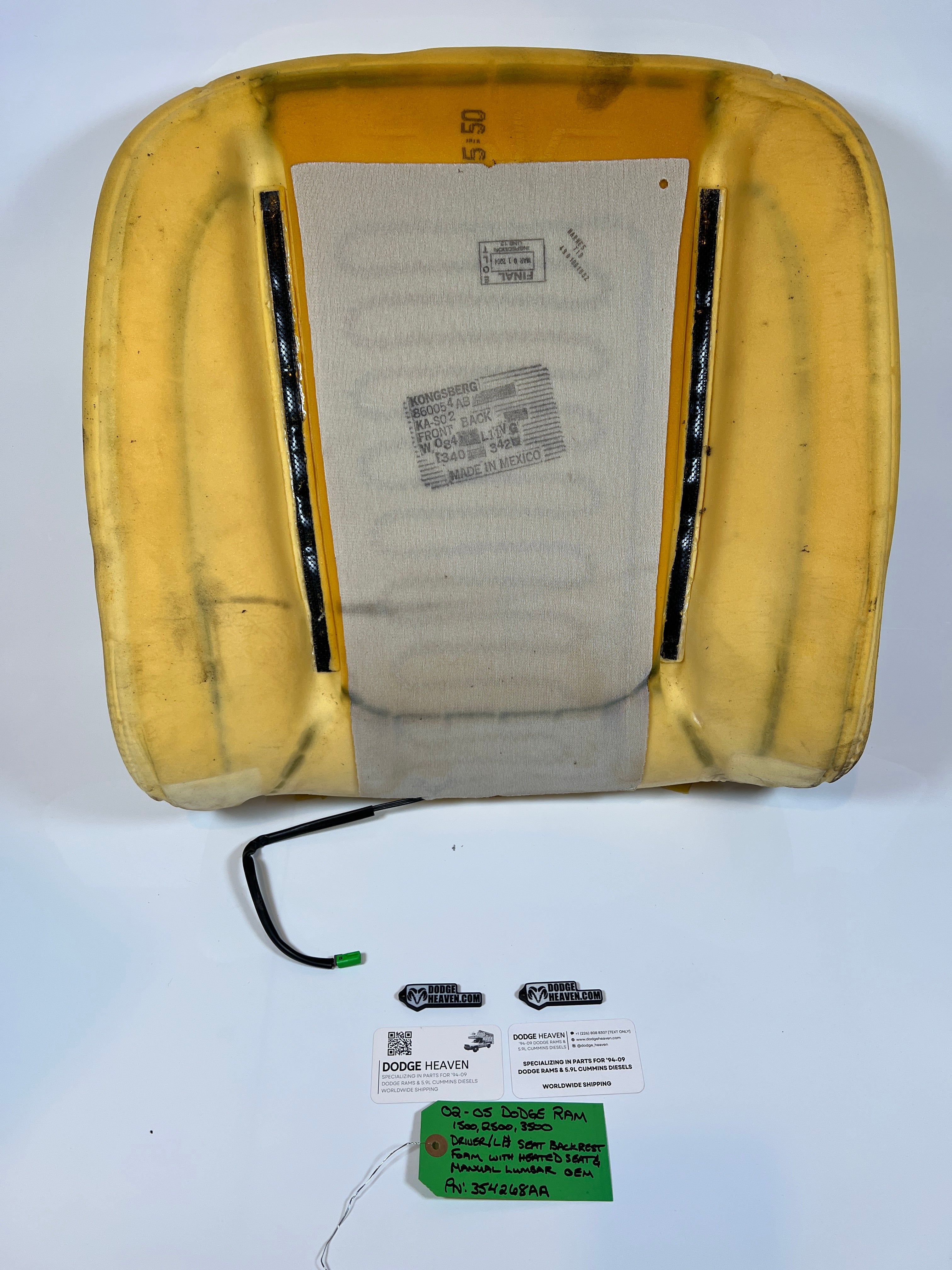 2002-2005 Dodge Ram Driver Seat Back Foam / Cushion W Heated & Manual Lumbar