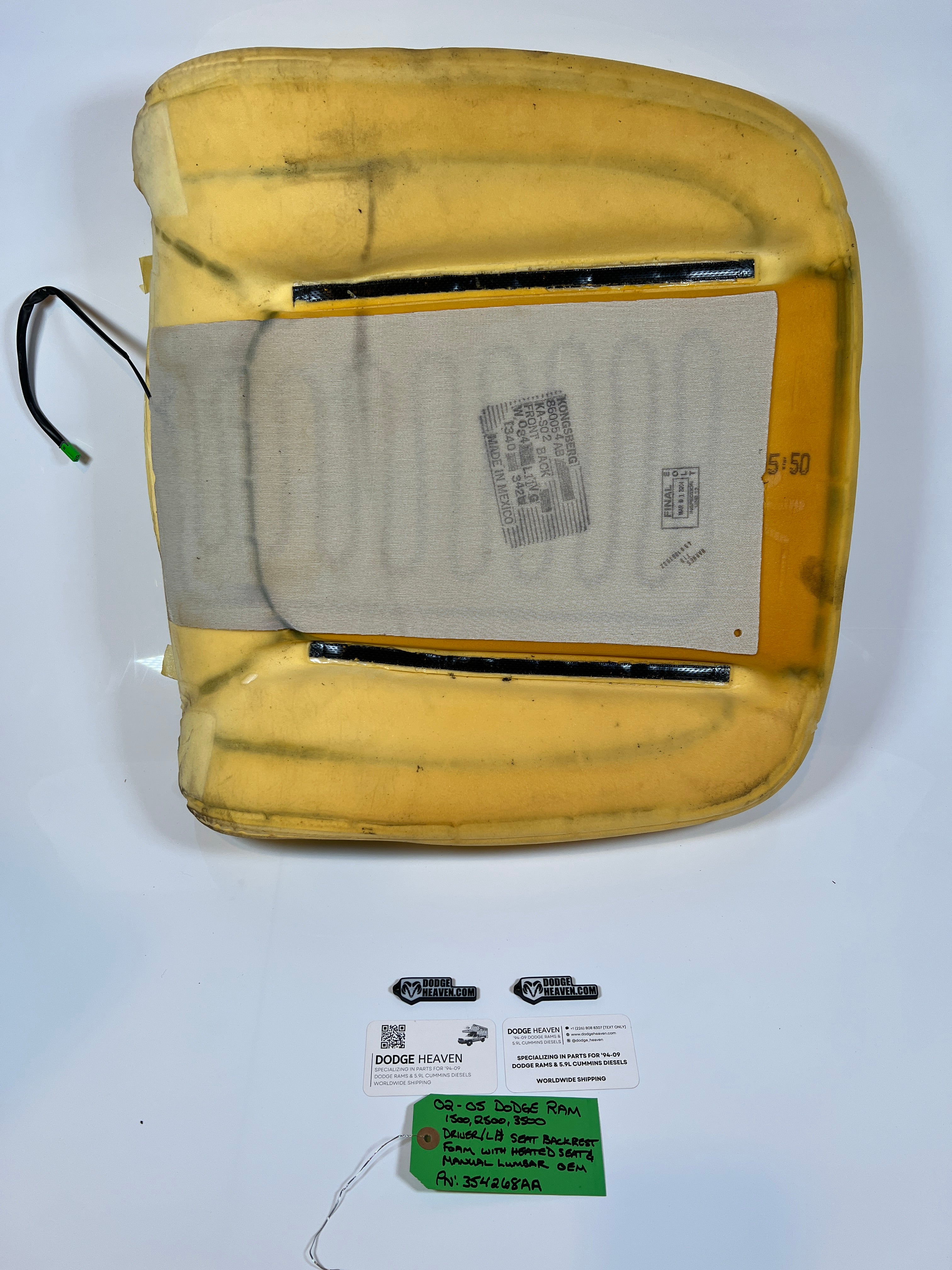 2002-2005 Dodge Ram Driver Seat Back Foam / Cushion W Heated & Manual Lumbar