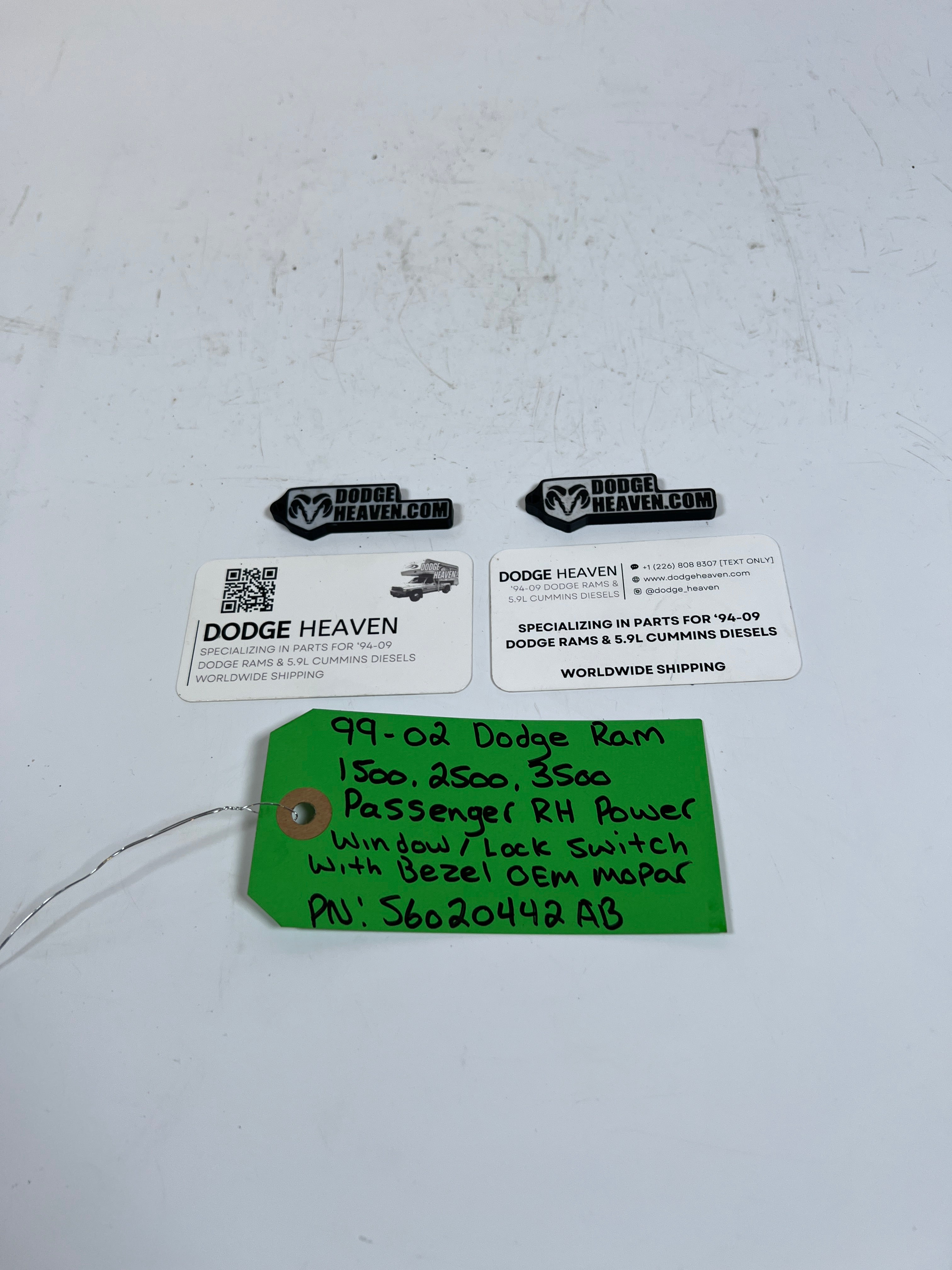 1999-2002 Dodge Ram Passenger Power Window / Lock Switch W Bezel