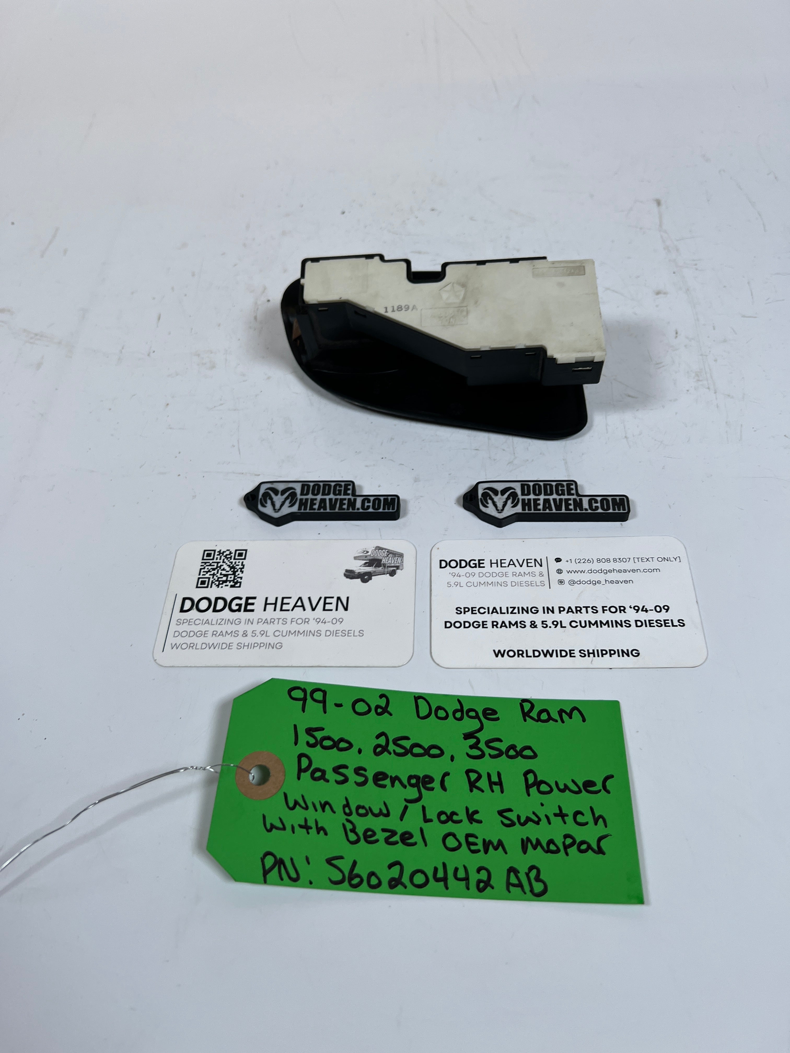 1999-2002 Dodge Ram Passenger Power Window / Lock Switch W Bezel