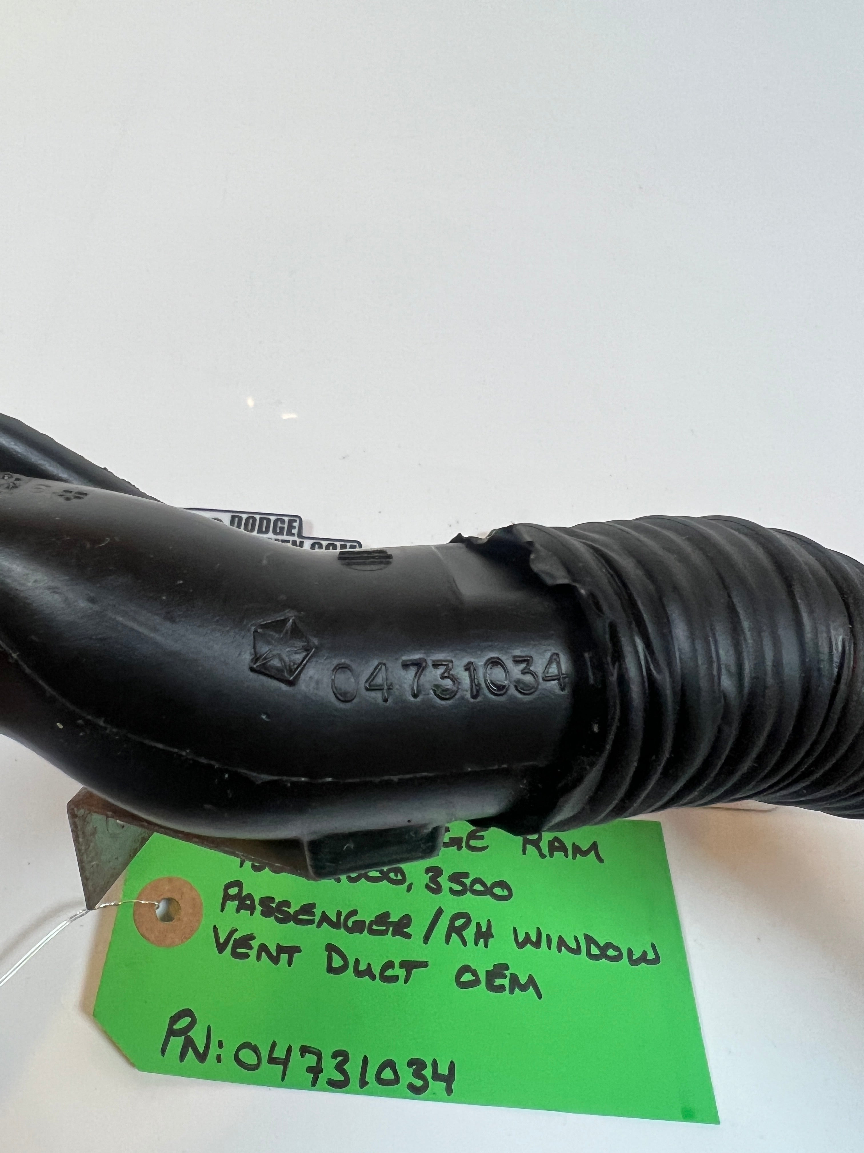 1994-1997 Dodge Ram Passenger / RH Window Vent Duct 1500 2500 3500