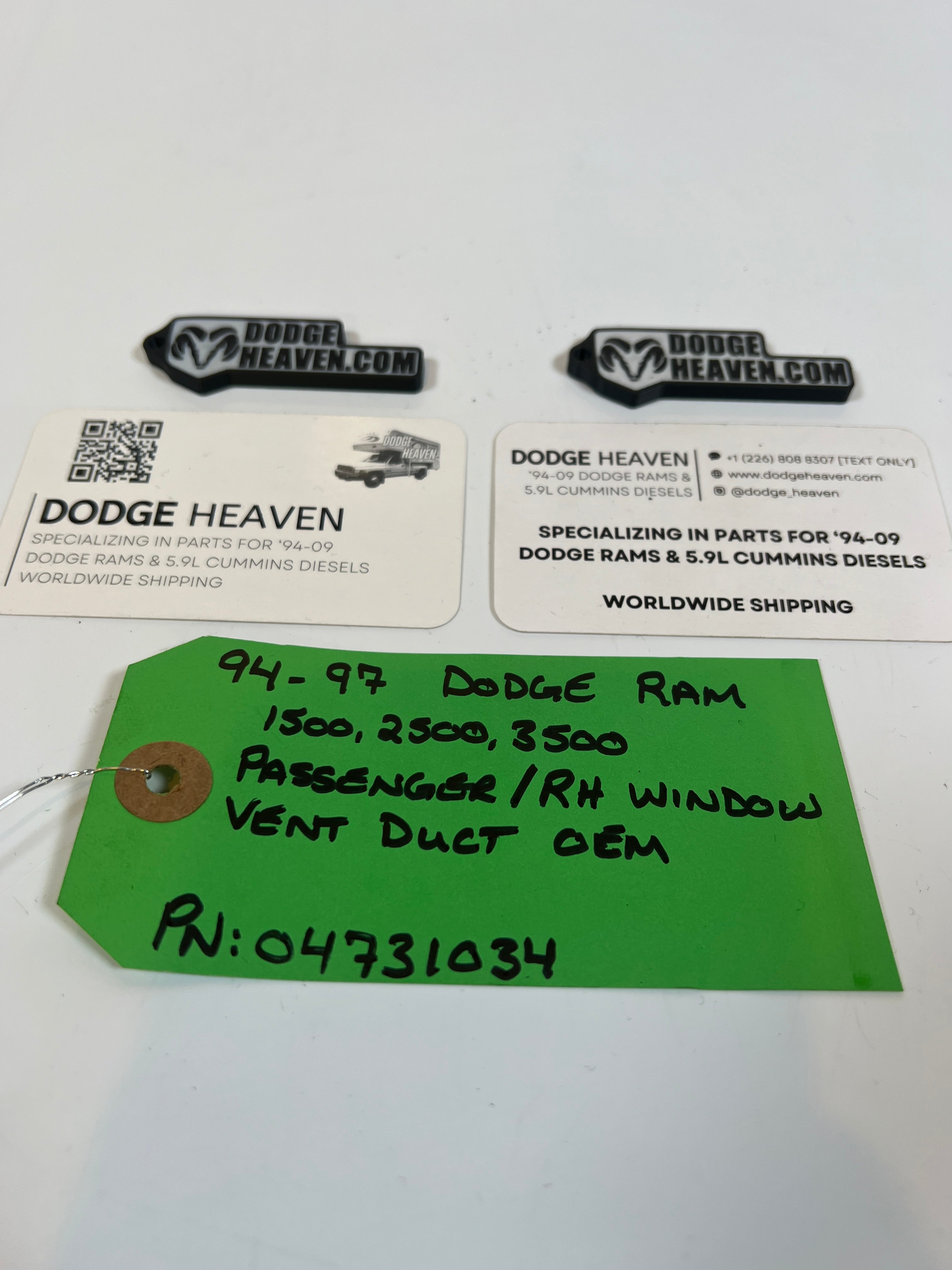 1994-1997 Dodge Ram Passenger / RH Window Vent Duct 1500 2500 3500